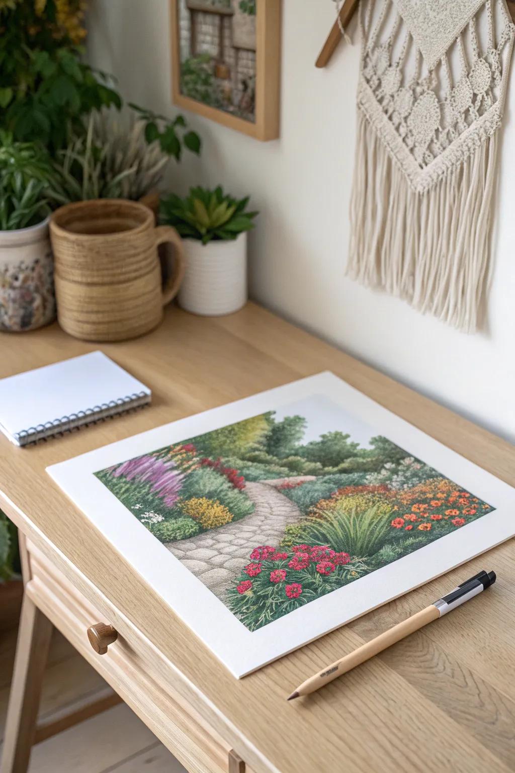 Transport the essence of vernal into your residence with this enchanting garden panorama.