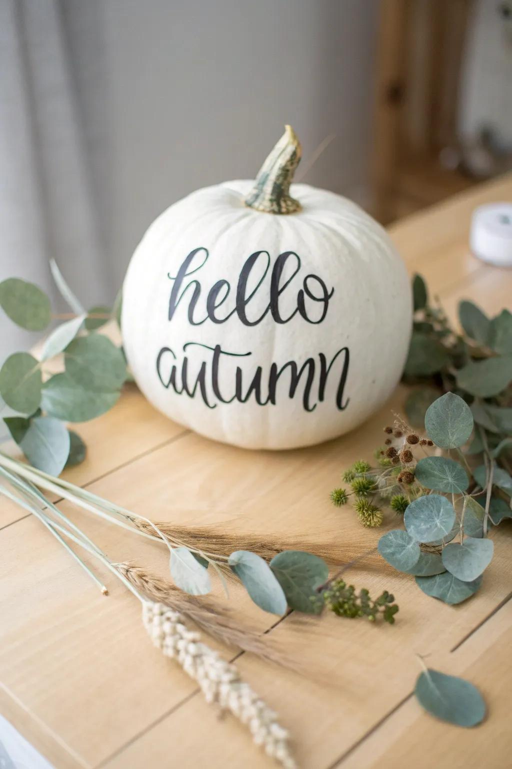 Add a touch of elegance to your autumn decor with this stunning penmanship pumpkin design. 🍂✨