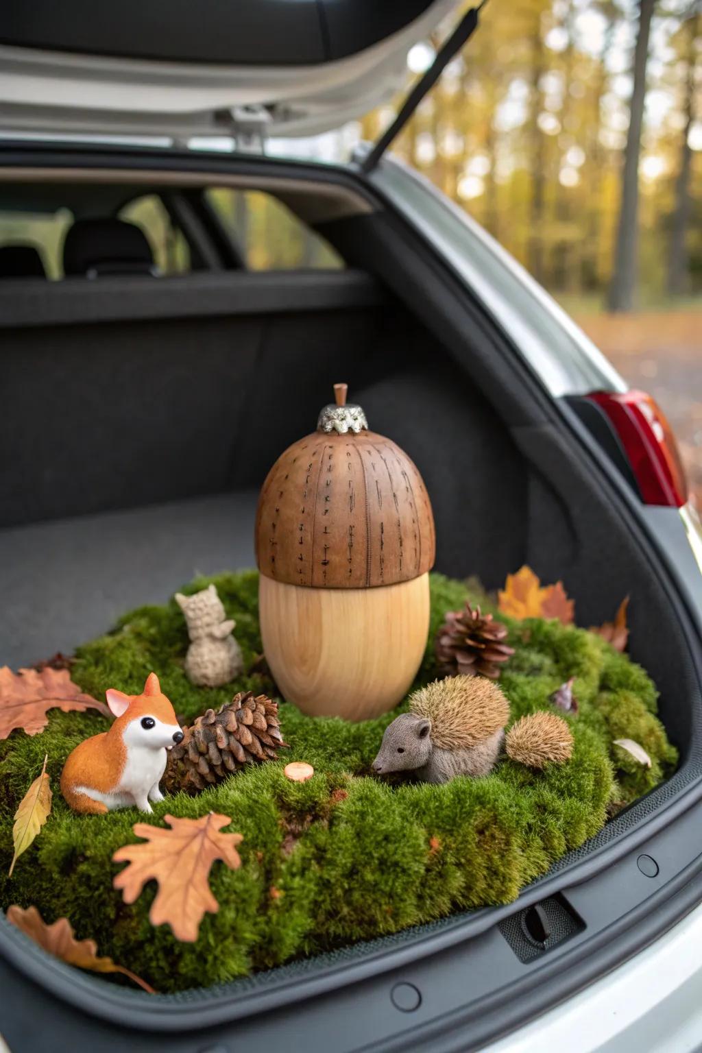 Transform your car’s storage trunk straight into a serene woodland-themed getaway that features genuine elements that showcase endearing critters.