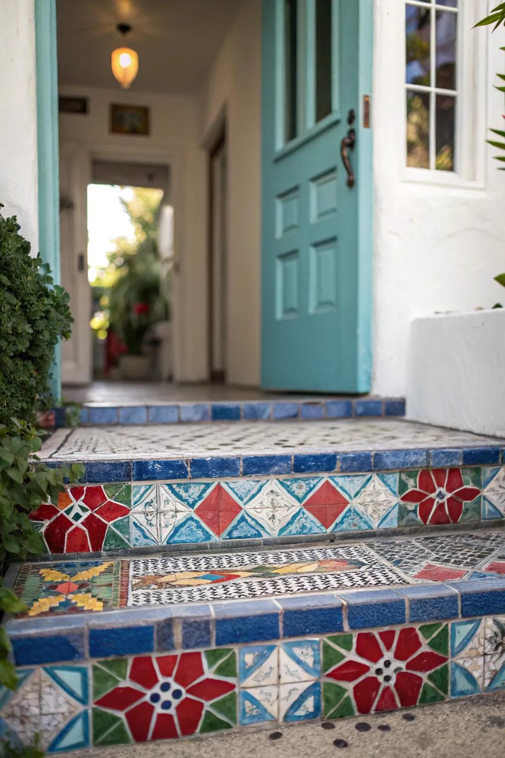 Artistic squares introduce a vibrant nuance to your entry.
