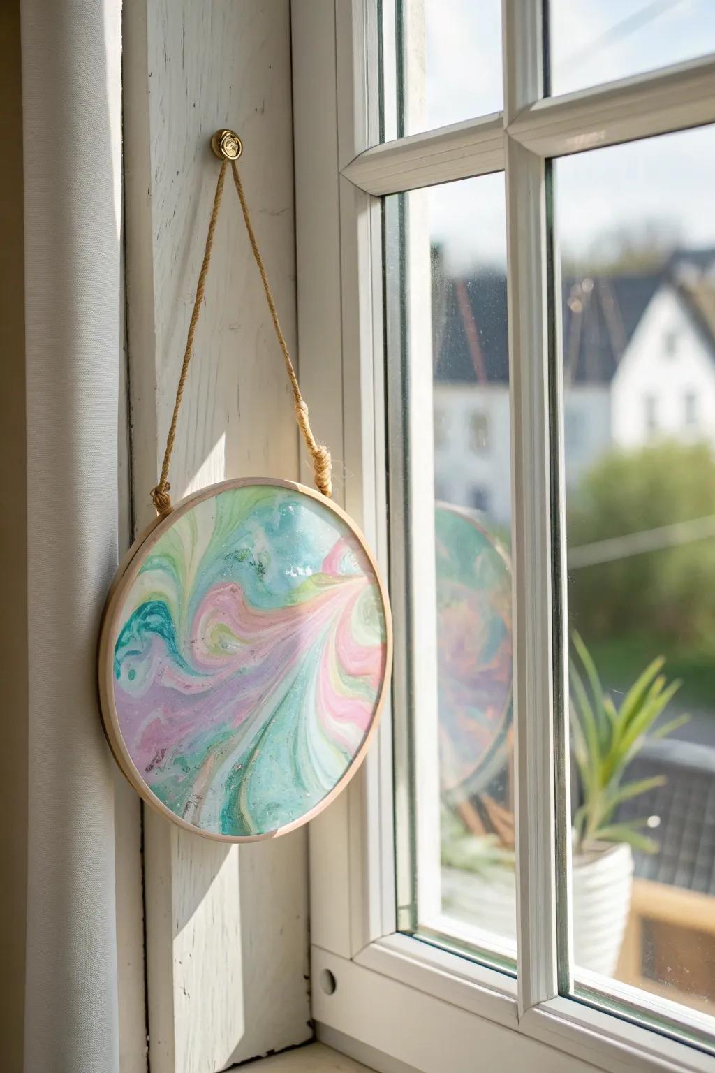 Transform your windows through the grace of resin art, where sunlight conjures a mesmerizing stained-glass impression. 🌿✨