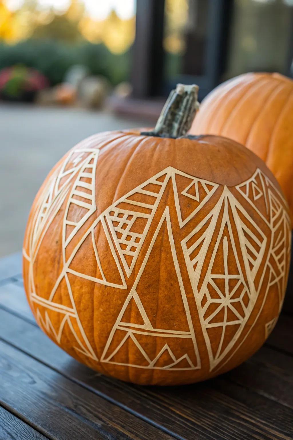 Modern Mastery: Elevate your pumpkin sculpting endeavor via audacious, abstract designs.