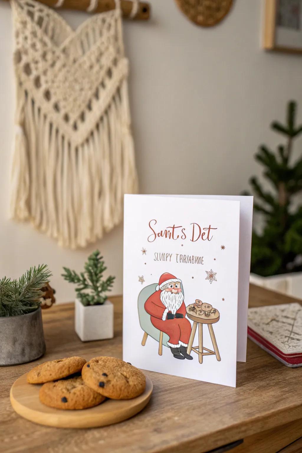 When Santa can't resist the treats, his regimen can defer! 🎅🍪 #FunnyChristmasCard #ScandiBohoStyle