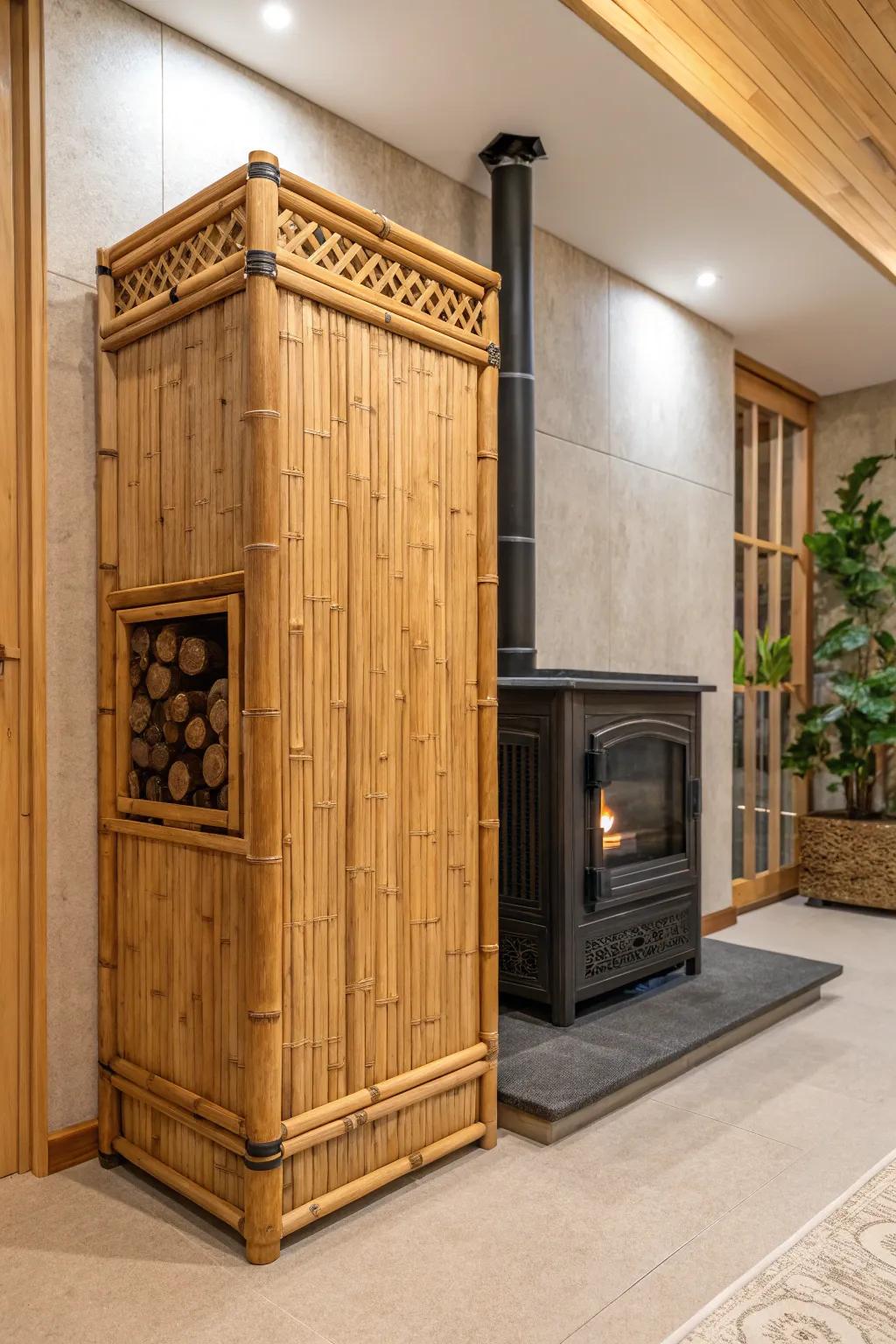 Elevate your space with the natural elegance of bamboo: A sustainable choice for your furnace enclosure.