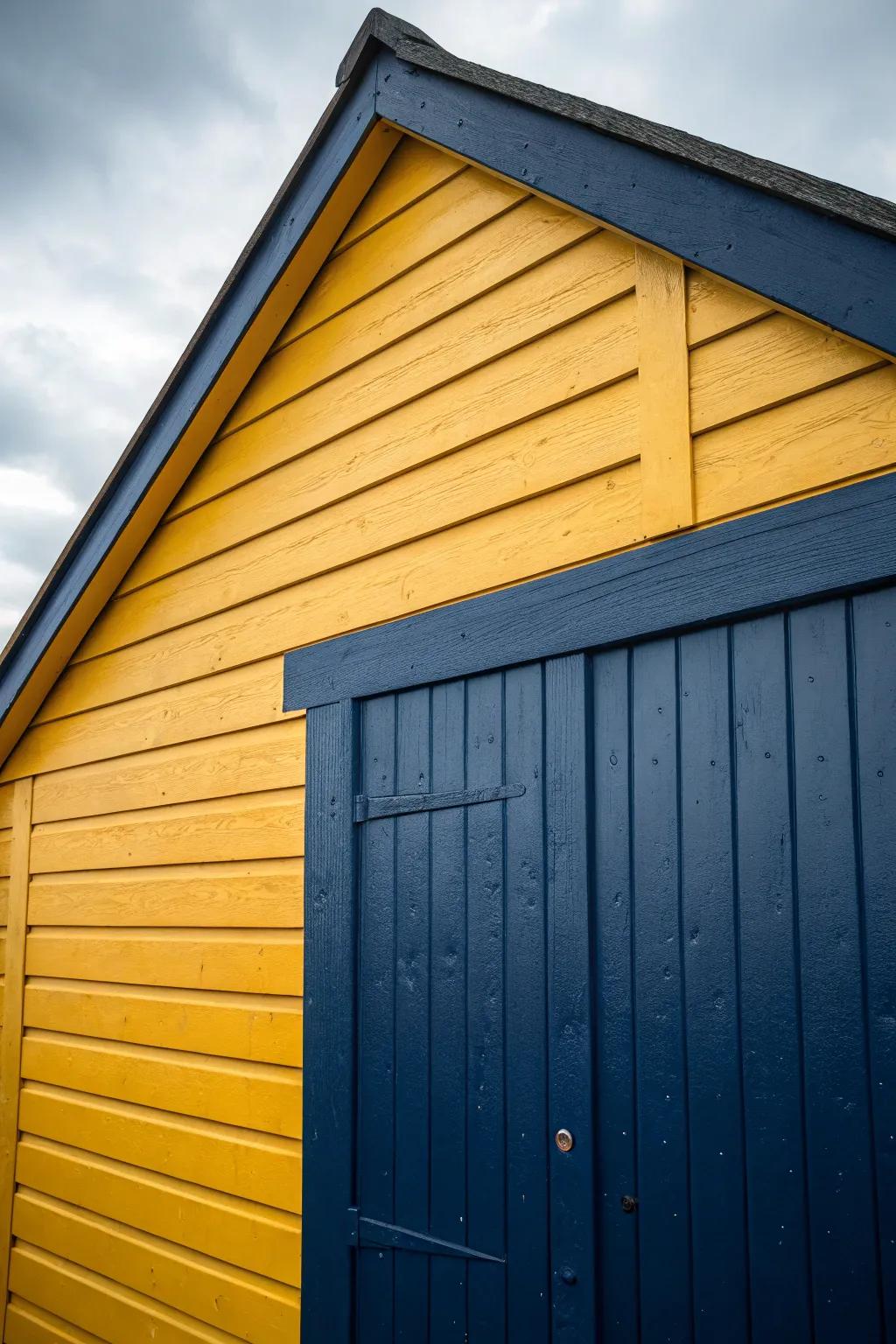 Transform your garage with a bold color block design for a striking and dynamic look.