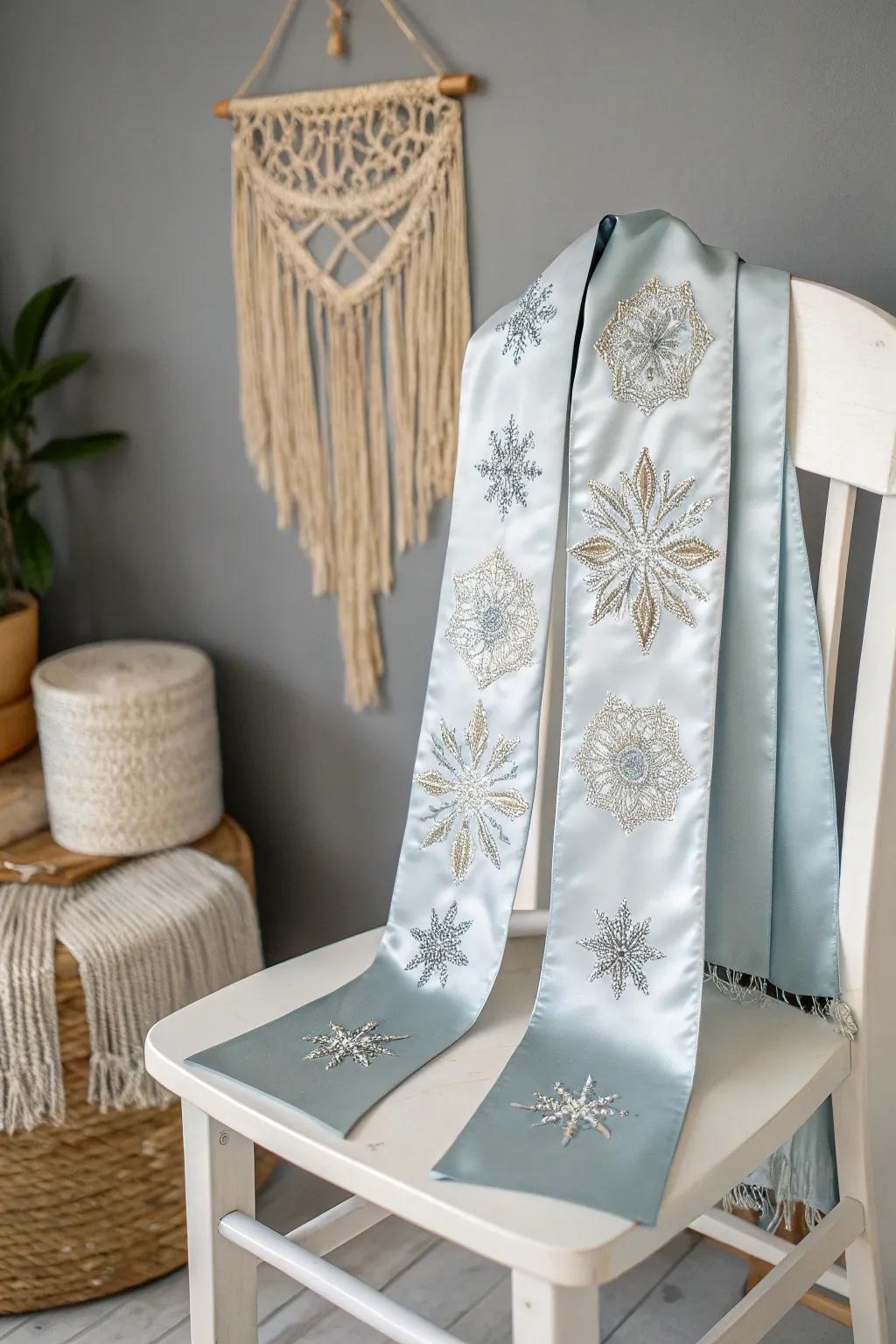 Embrace winter's allure with a snowflake-inspired stole, a fusion of grace and seasonal allure.