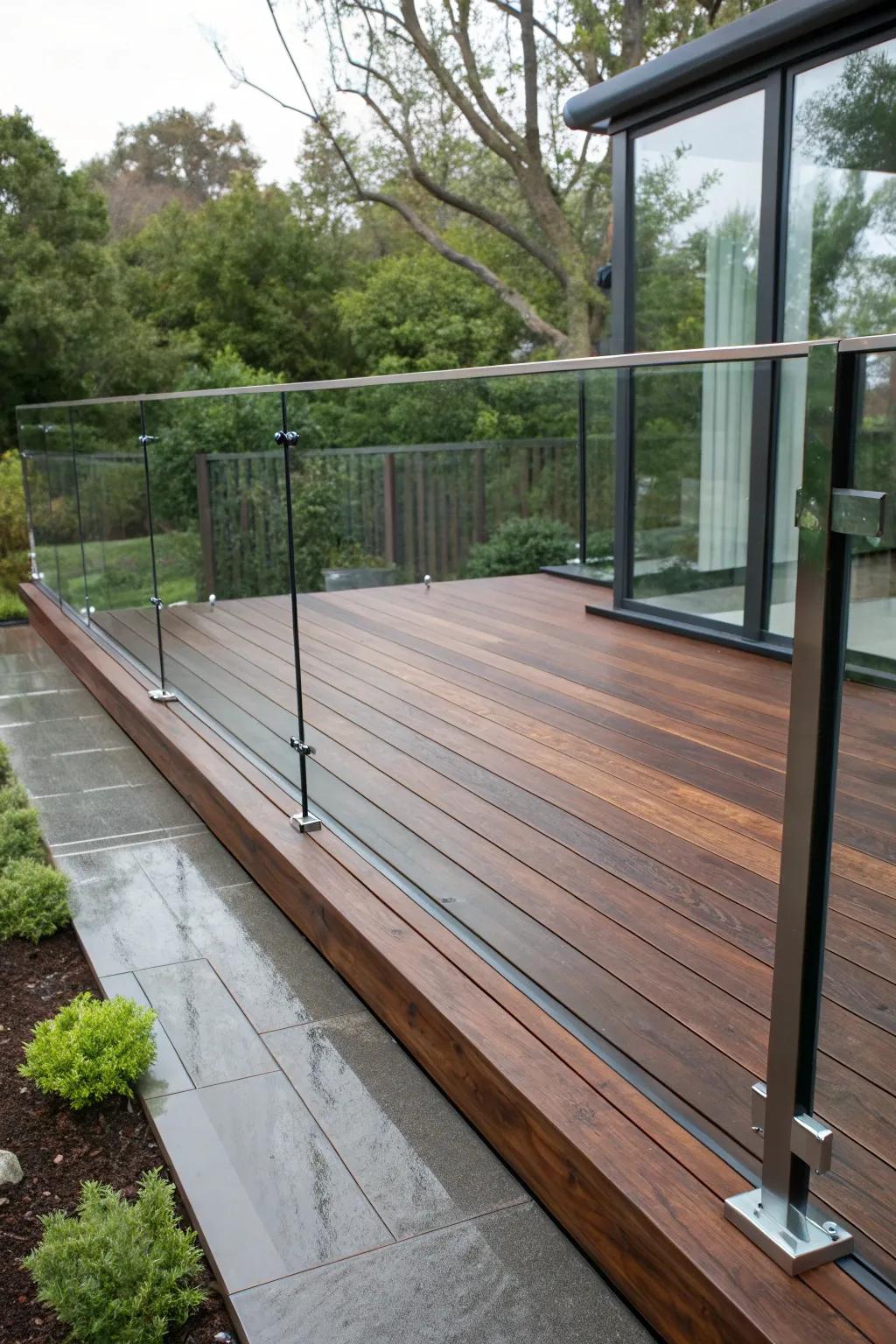 Elevate Your Deck Through a Hint of Modern Artistry: Unearth the Elegance of Glass Panel Guardrails.