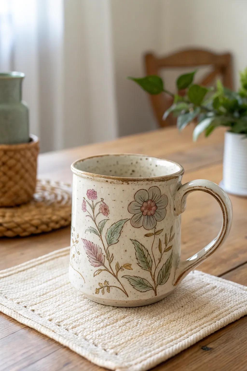 Drink in style with this charming vintage-inspired mug, a perfect blend of nostalgia and craftsmanship.