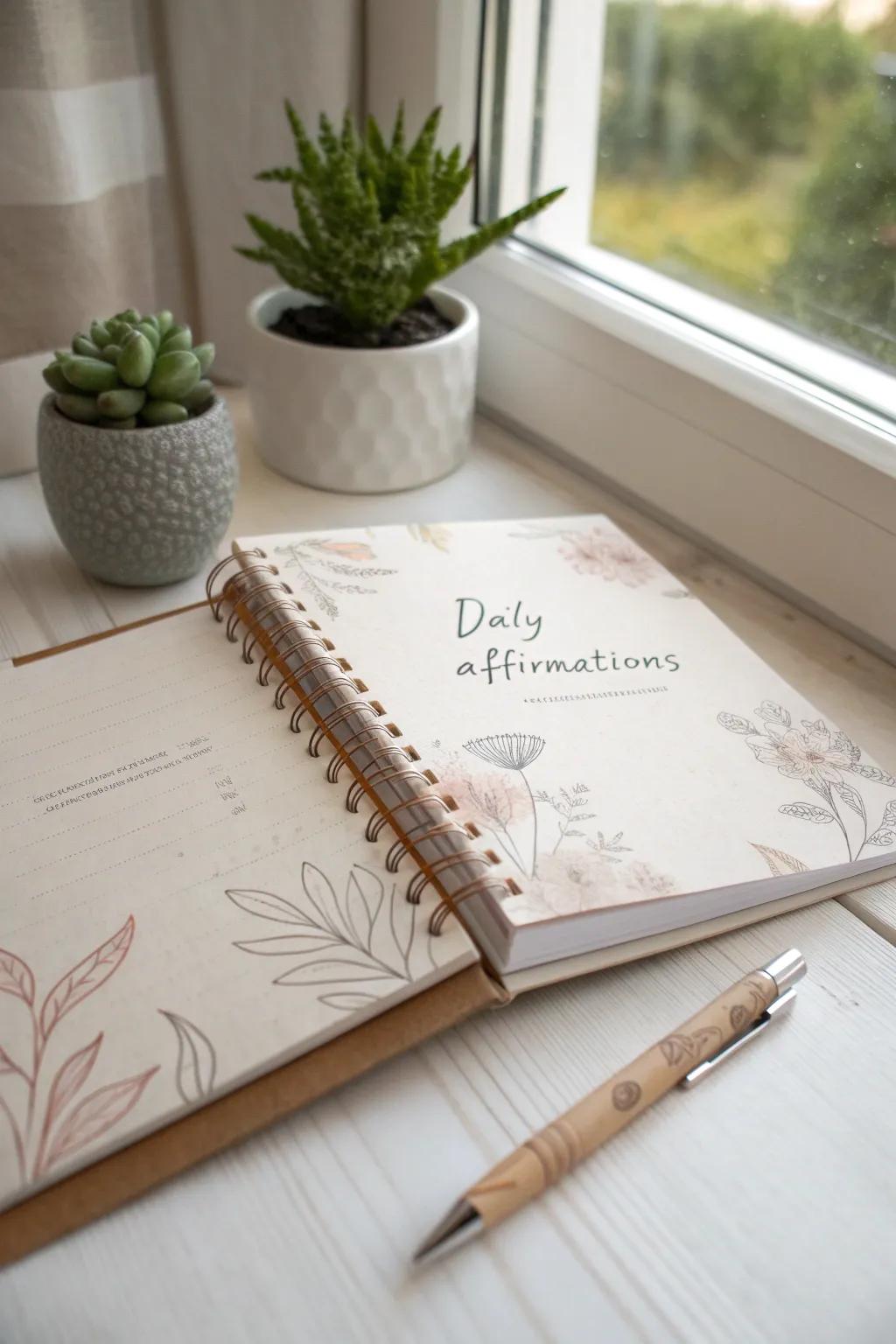 Begin each day with optimism: Embrace the simplicity and beauty of using affirmations daily in your custom-made planner.