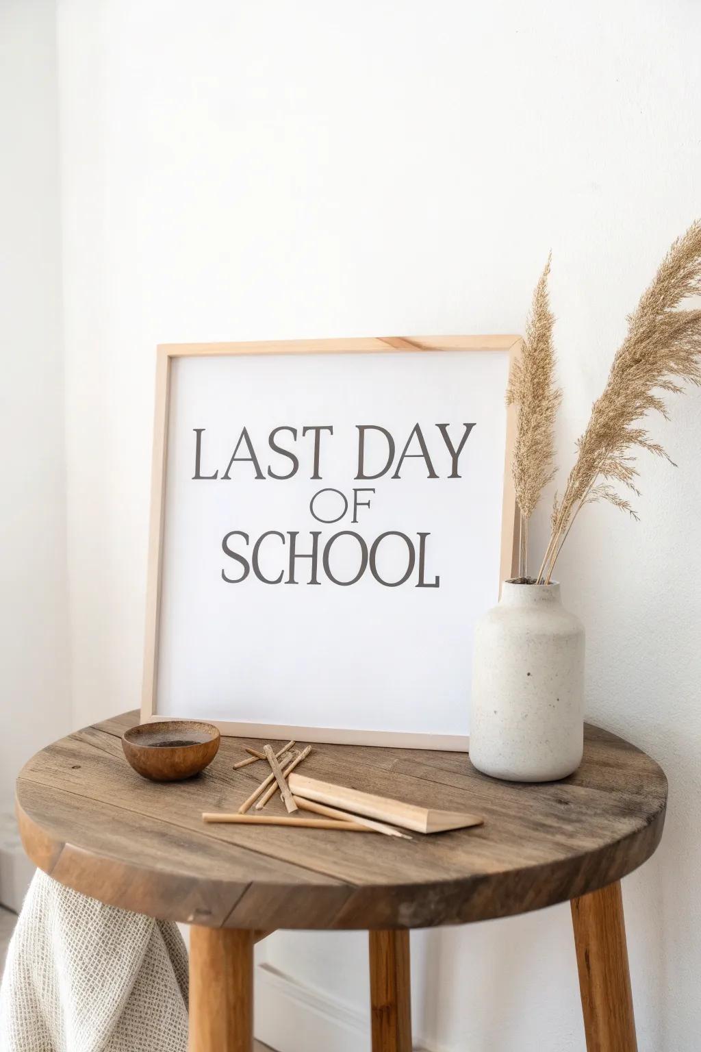 Celebrate simplicity and elegance with this minimalist last day of school sign, where less truly is more.