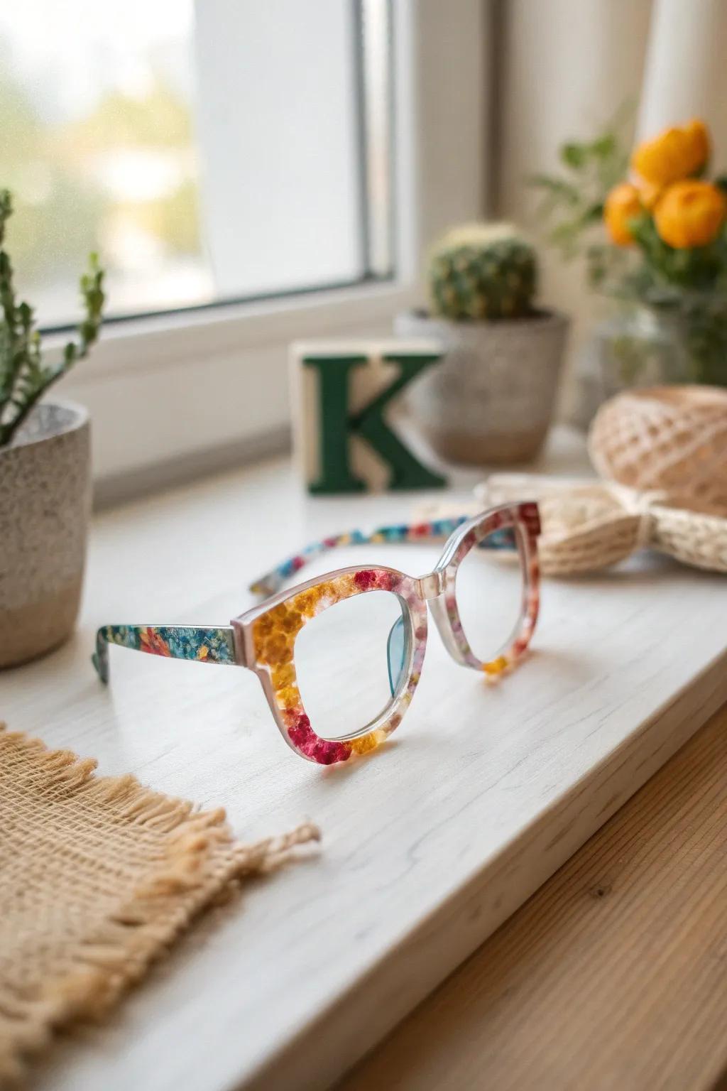 Unlock a world of color and creativity with these charmingly crafted kaleidoscope glasses!