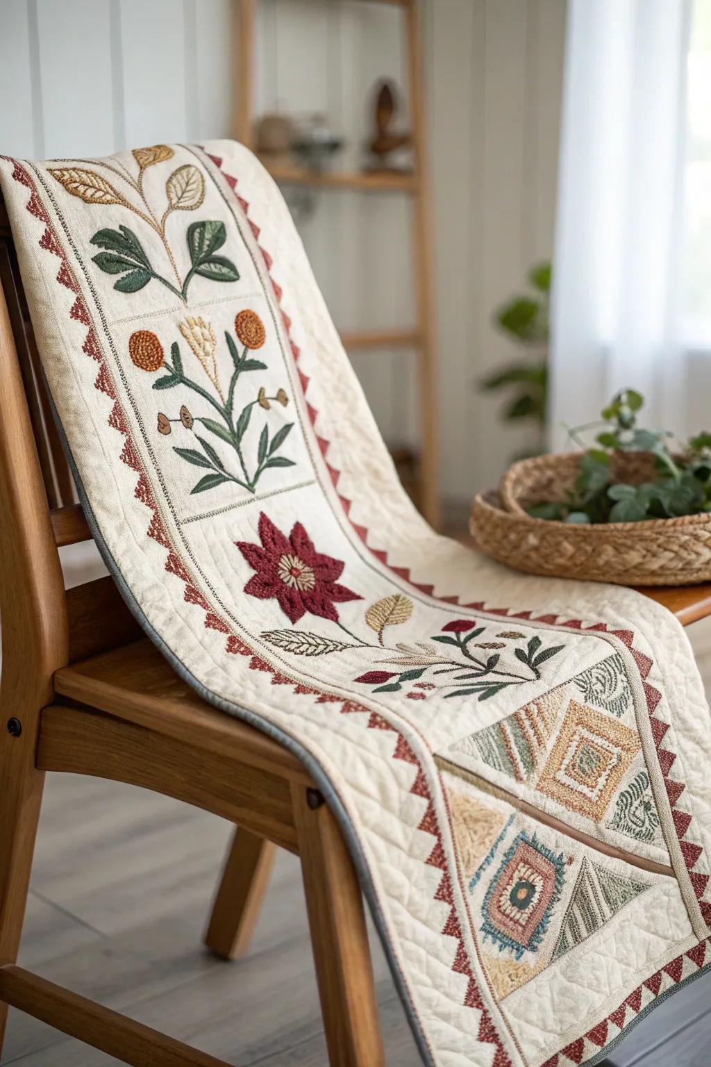 Celebrate diversity with a touch of refinement: Explore contemporary quilt borders imbued with cultural charm.