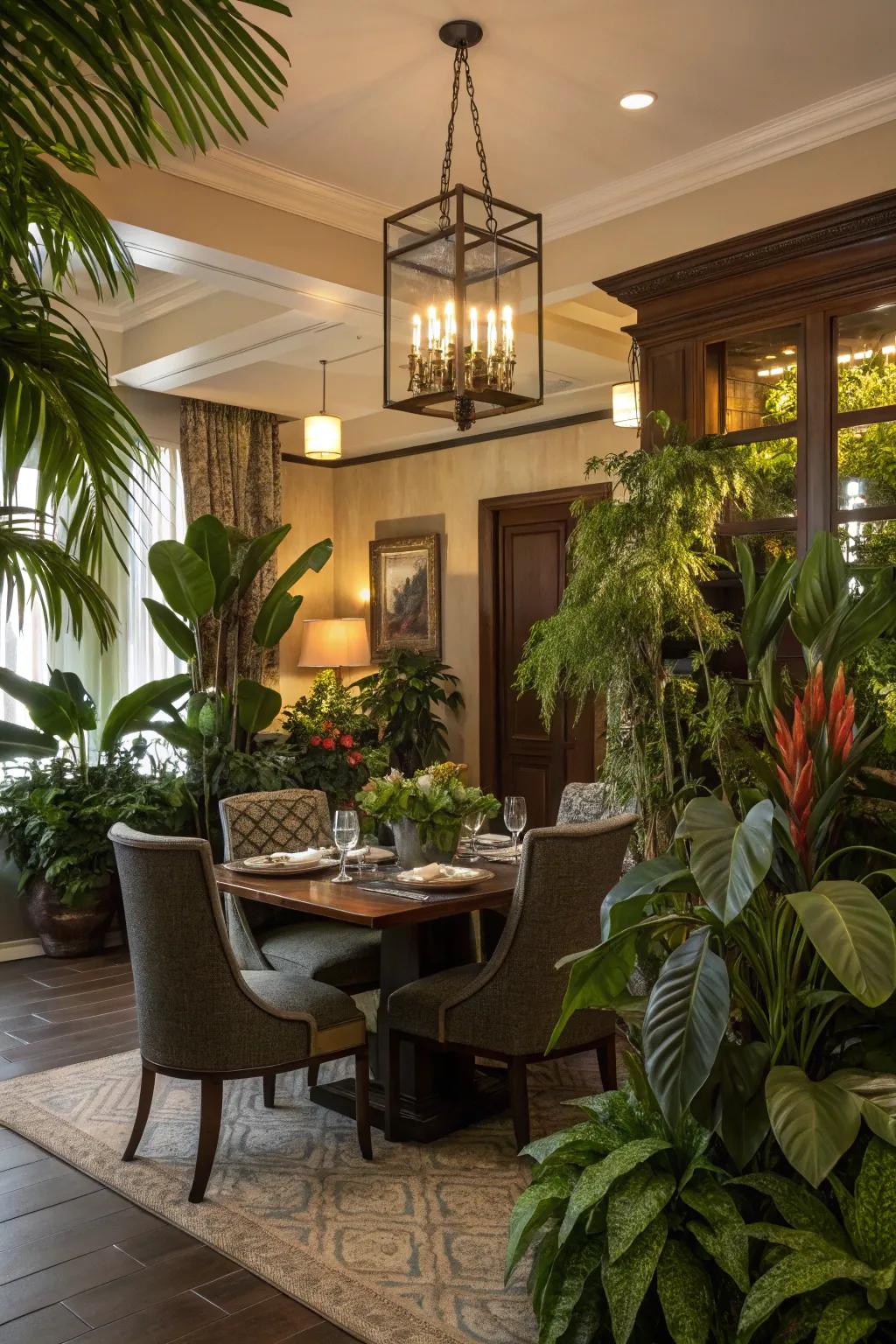 Intimate plant accents introduce nature indoors.