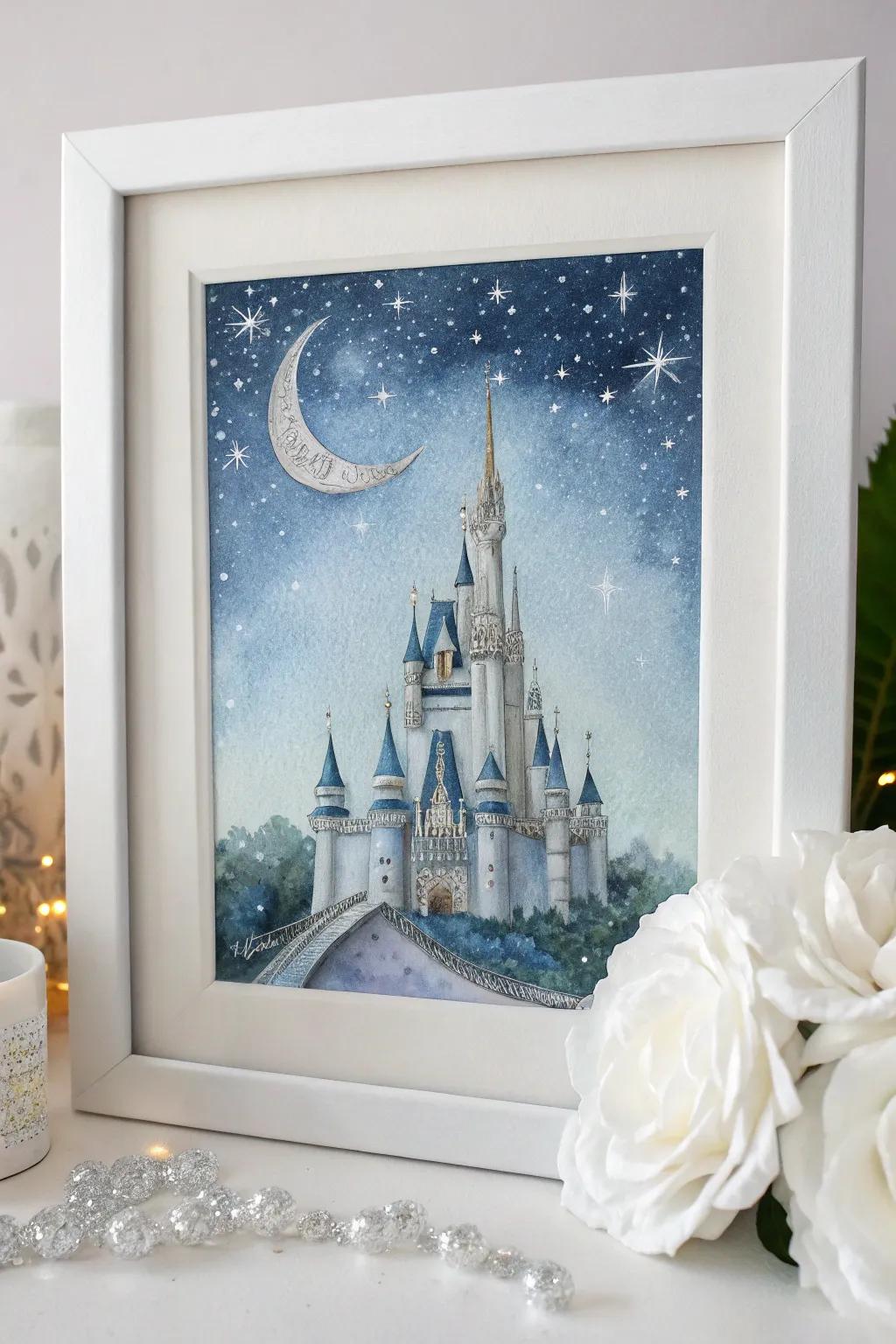 Seize the enchantment of a fairytale evening via a dreamy palace sketching, the perfect whimsical highlight for any child's chamber.