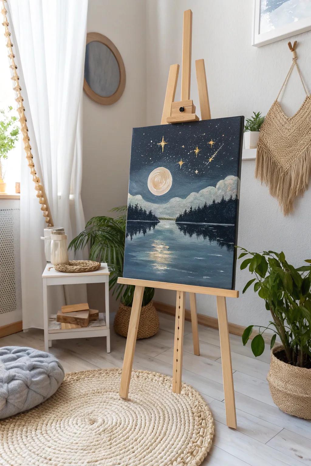 Seize the serenity of a starlit twilight with this reflective loch image.