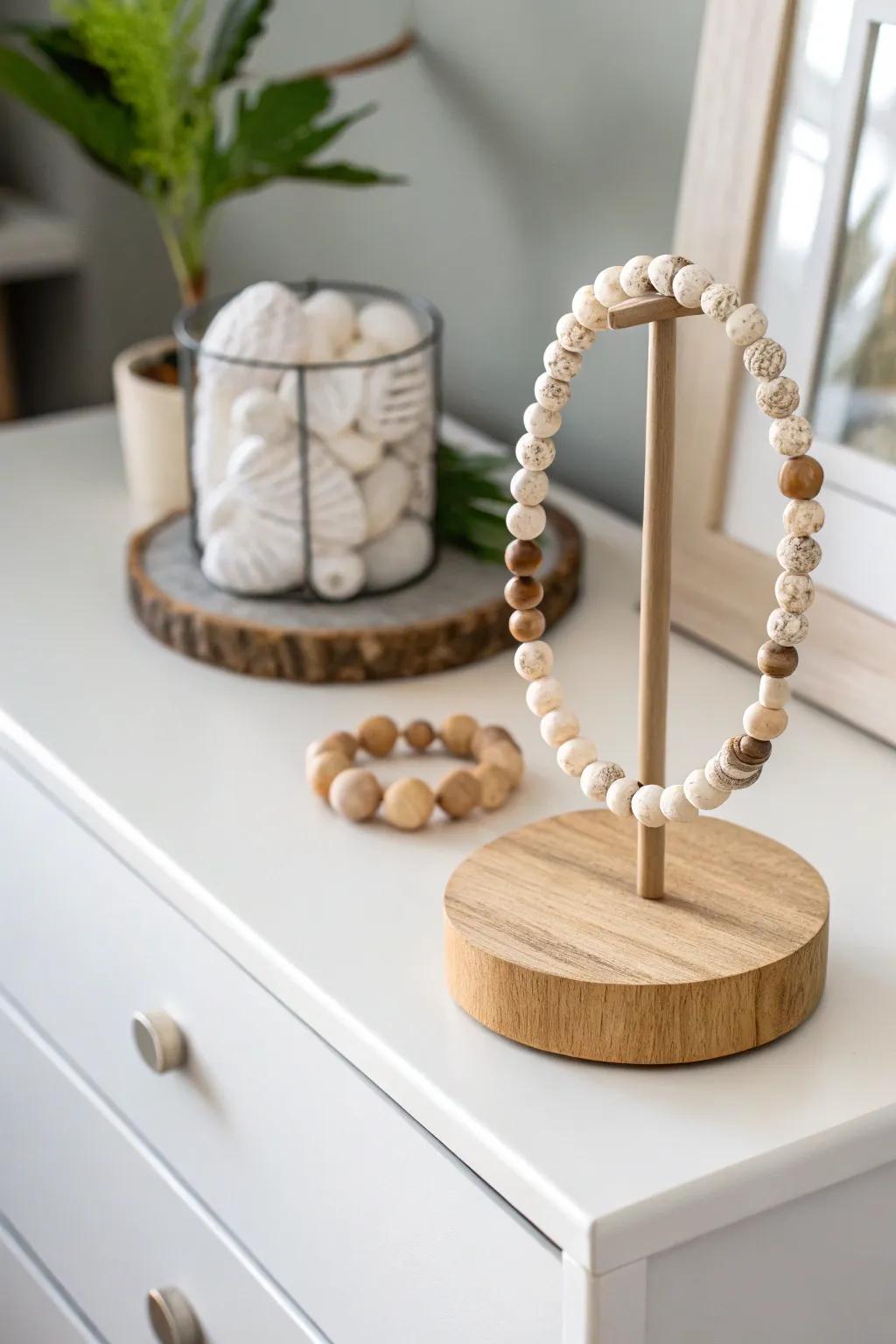 Elevate your jewelry display with the natural elegance of a pebble holder. 🌿✨ #MinimalistBeauty #ScandiBohoCharm