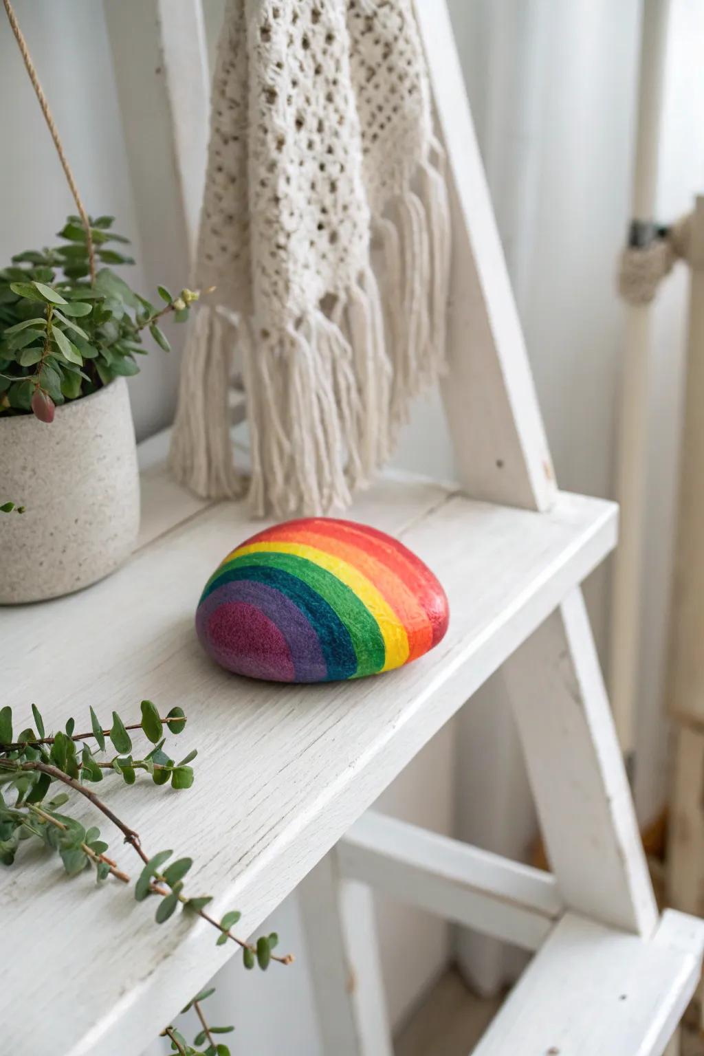 Welcome a burst of color to the furnishings using such a charming rainbow rock, ideal when wanting to include a stroke of delight to the understated space.