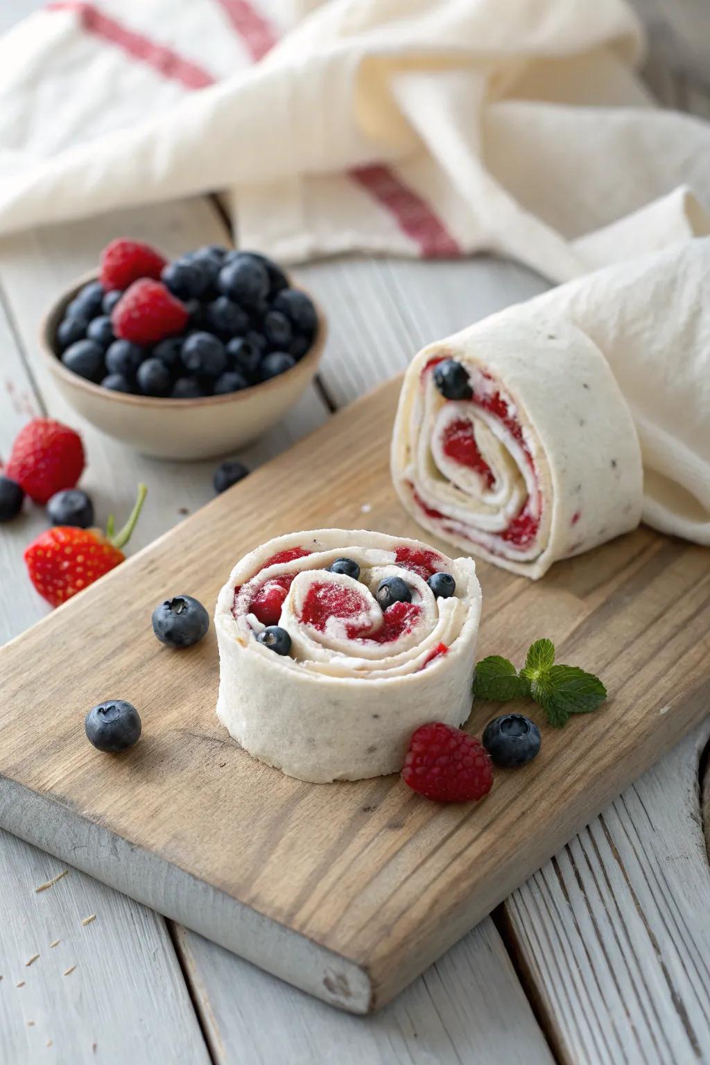 Delight in the simplicity: Refreshing Greek Cream & Small Fruit Roll.