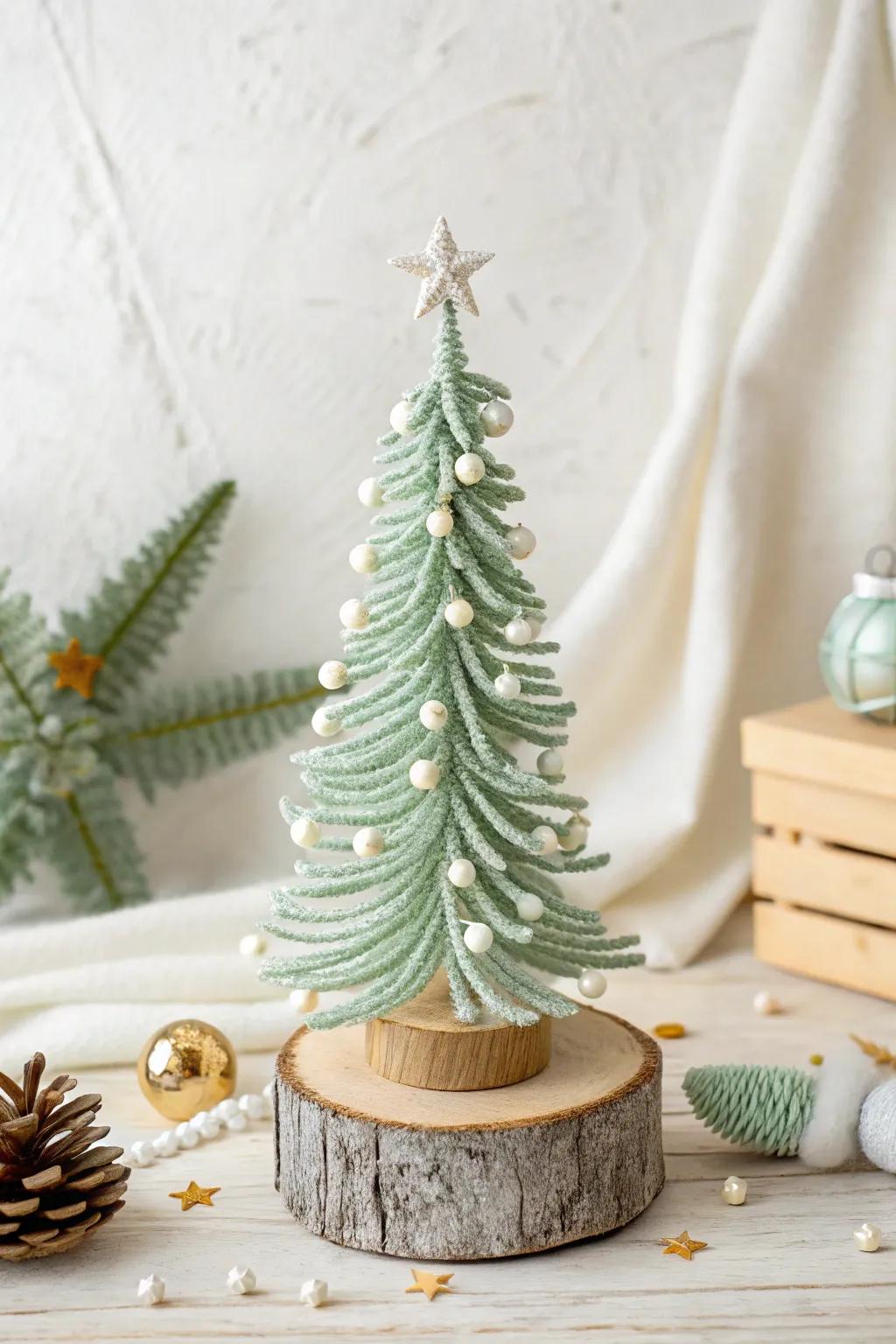 Impart a hint of handcrafted elegance to your ambiance via this charming scaled Yule sapling.