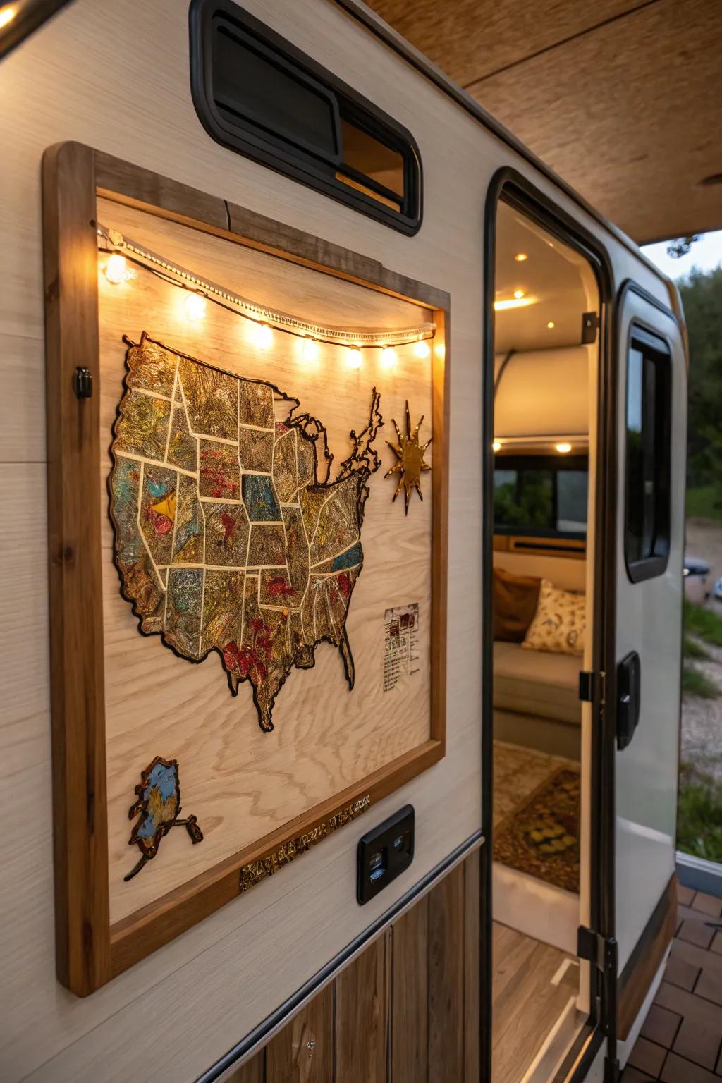 With handcrafted wall art that tells the story of your travels, transform your camper into a home away from home.