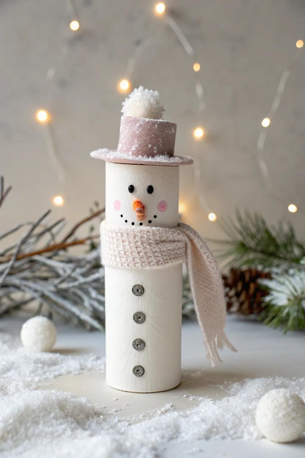 Crafting delight: Transmute plain paper rolls into enchanting snow figures for a sprinkle of holiday sorcery.