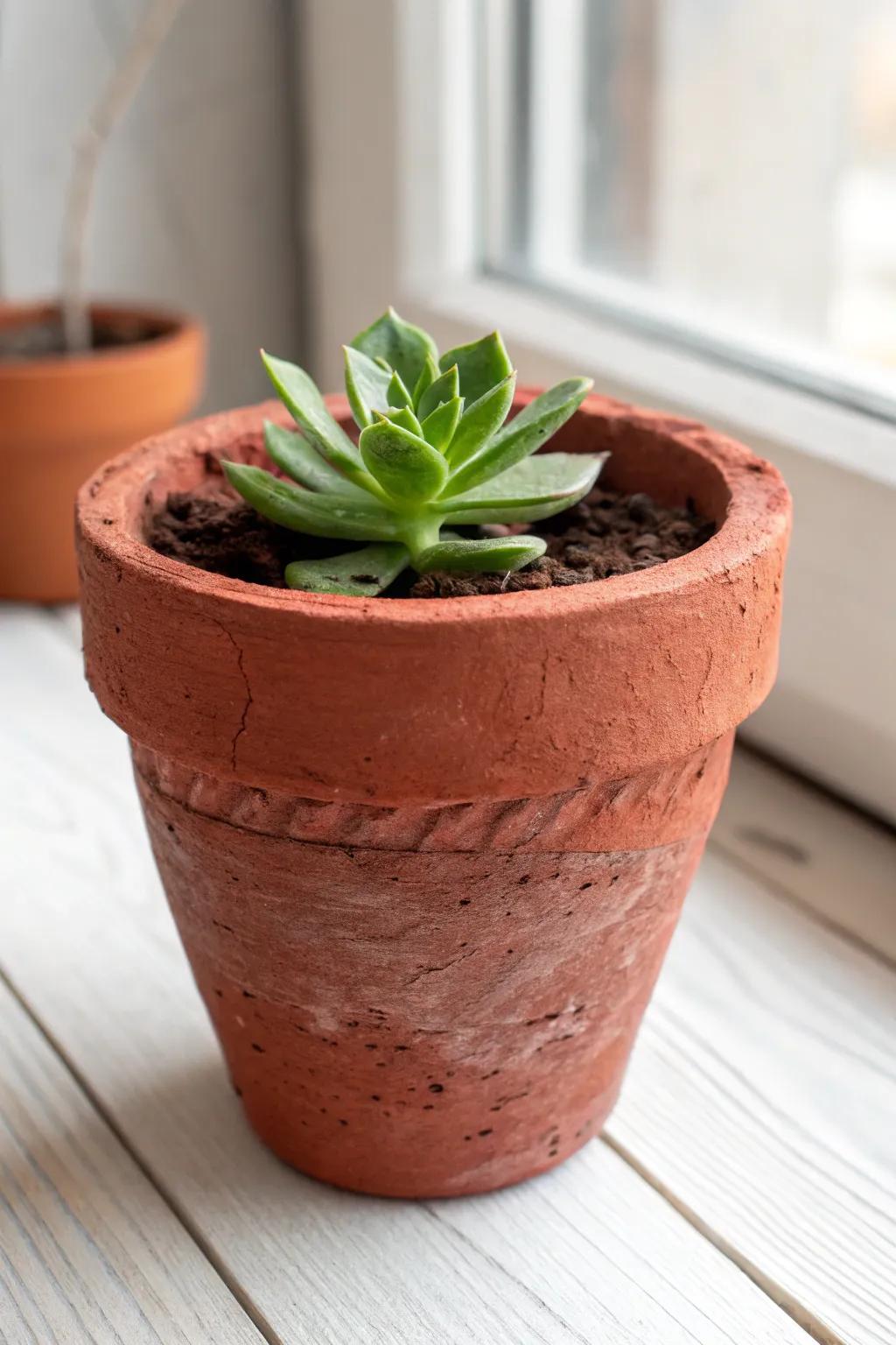 Welcome the rustic allure through artisanal clay vessels that animate your verdure.