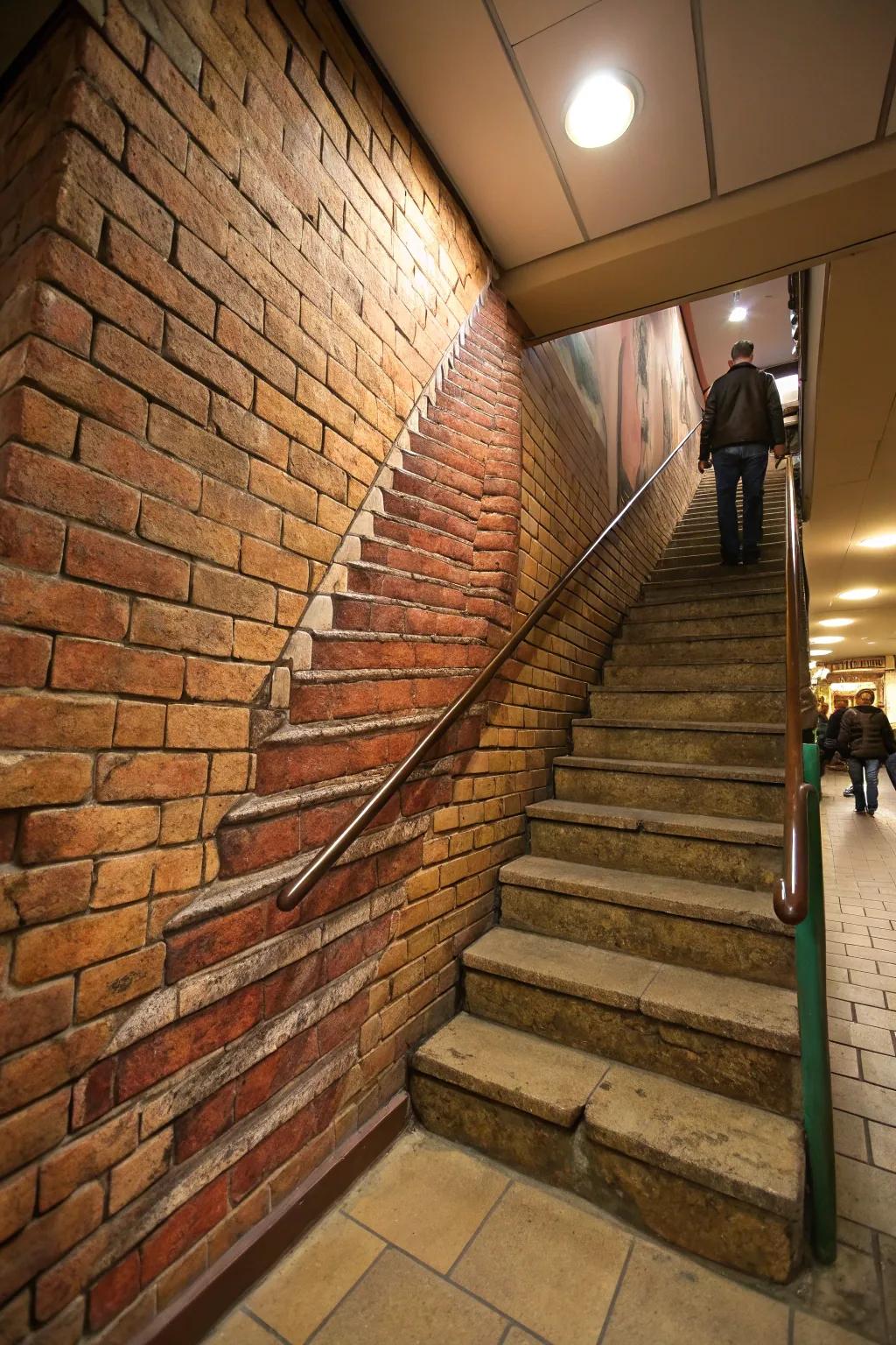 Step into a world of illusion with masterful brick painting.