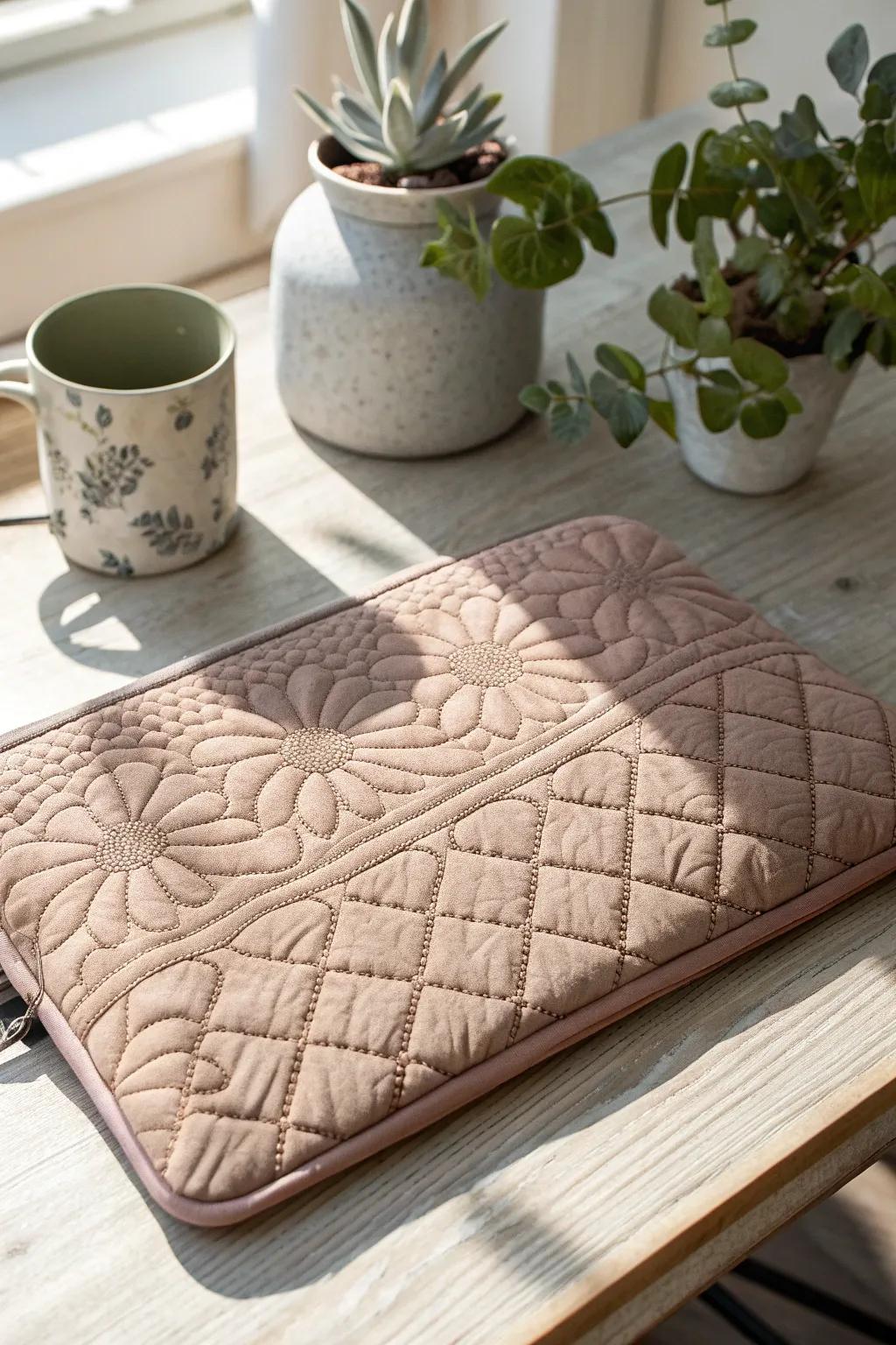 Embrace elegance and protection with this chic, quilted laptop sleeve—where Scandinavian minimalism converges with boho charm.