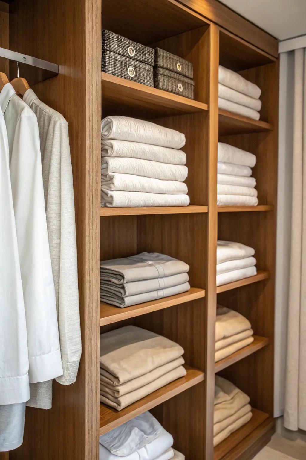Cedar integration keeps linens fresh and adds a hint of refinement to storage.