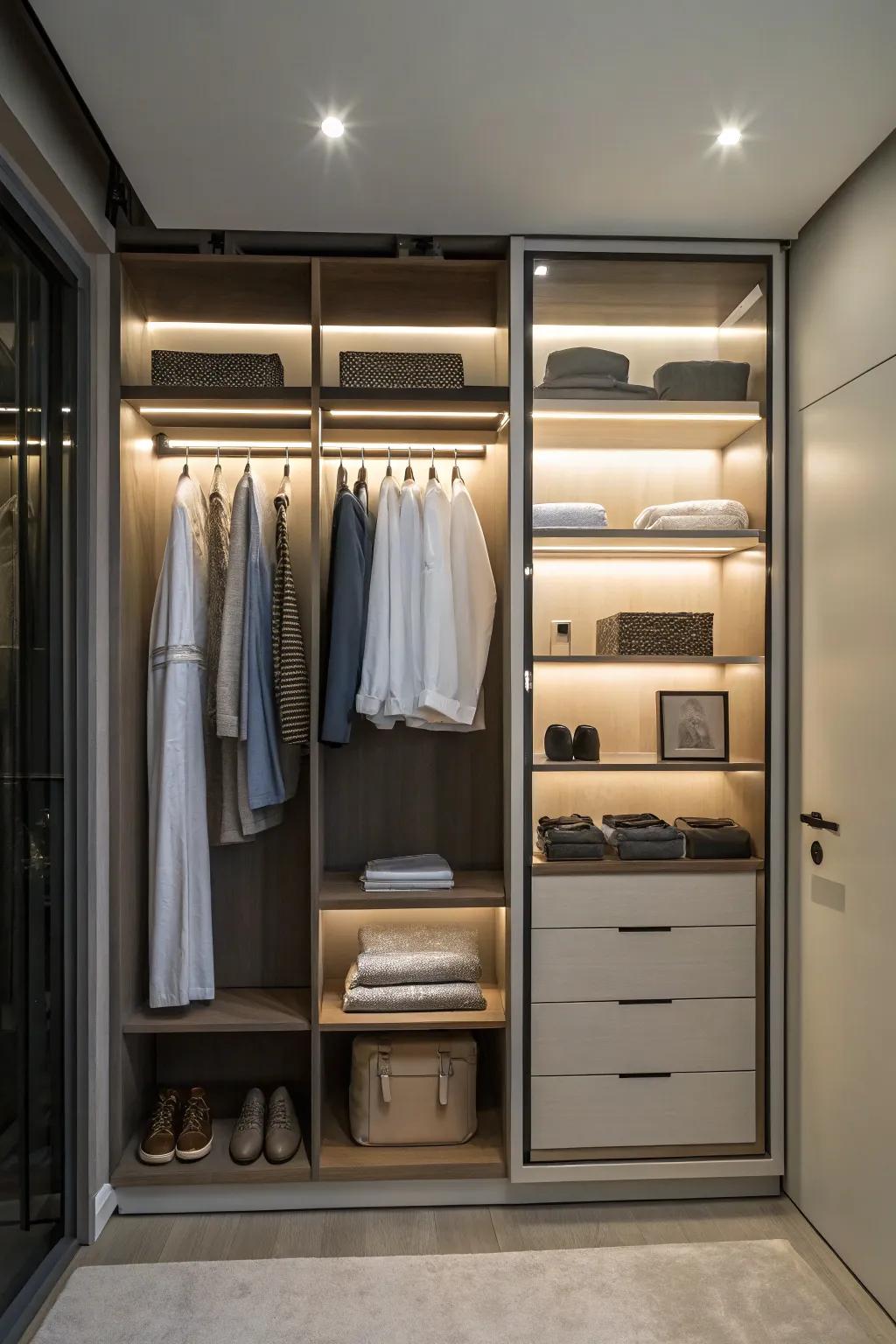 Concealed lighting improves visibility and sophistication.