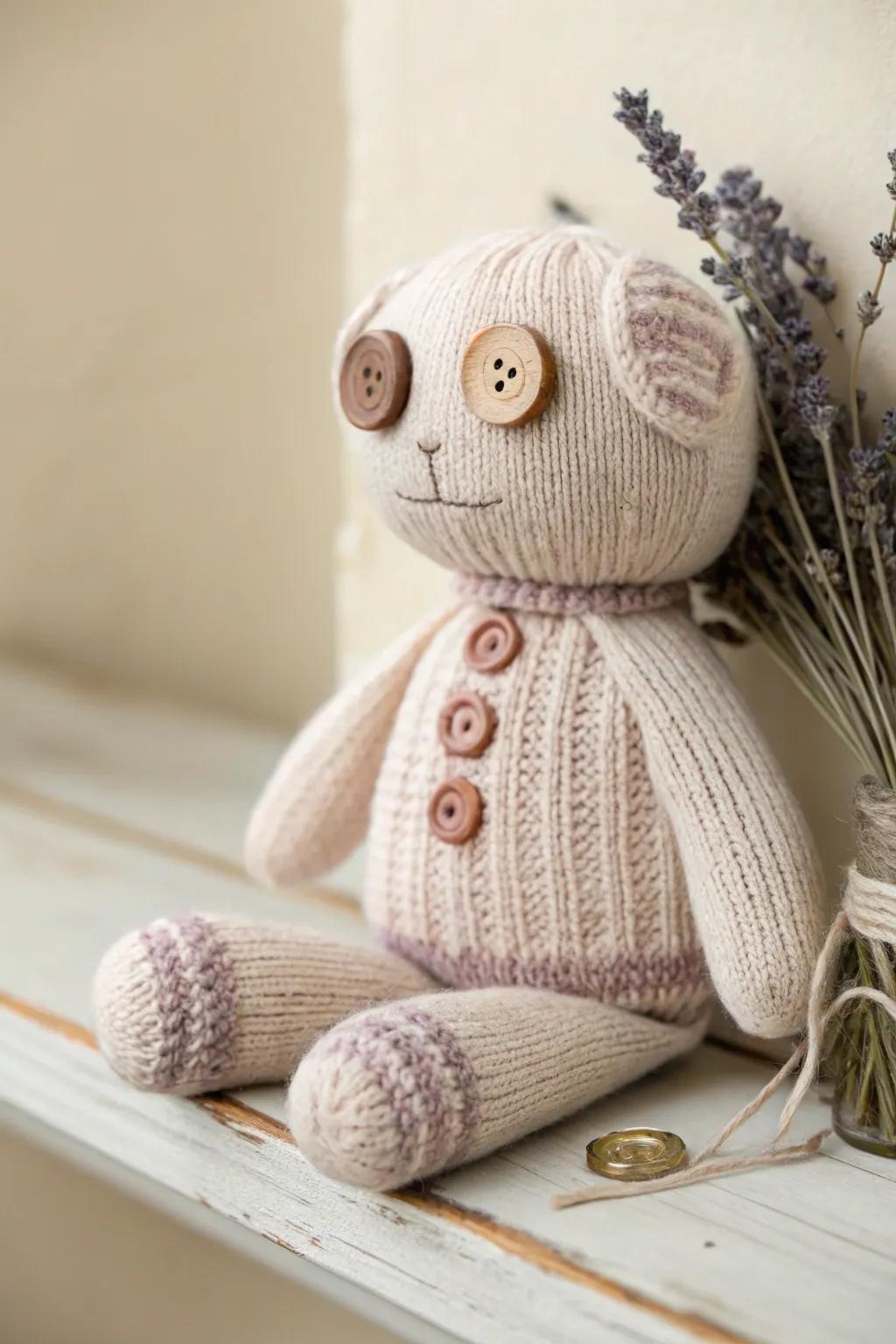Quirky charm meets minimalist elegance with this sock doll, perfect for adding a whimsical touch to your collection.