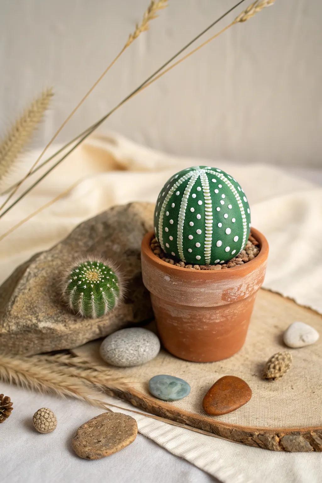 Introduce a touch of everlasting spring into your abode with this charming painted pebble thorn. Impeccable for those who adore simplicity with a bohemian twist!