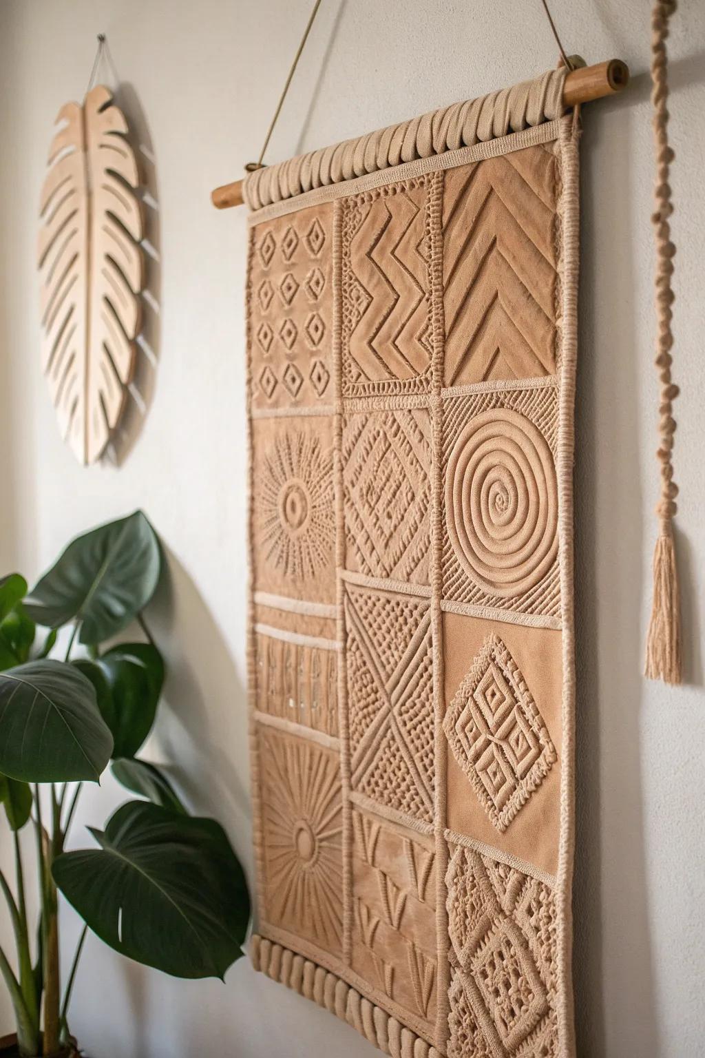 Embrace the artistry of texture with handcrafted clay decor for a serene and stylish statement wall.