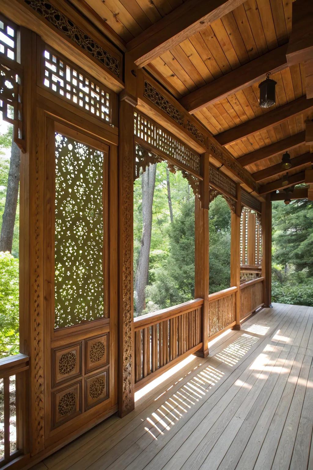Transform your porch into a retreat with timber privacy screens.