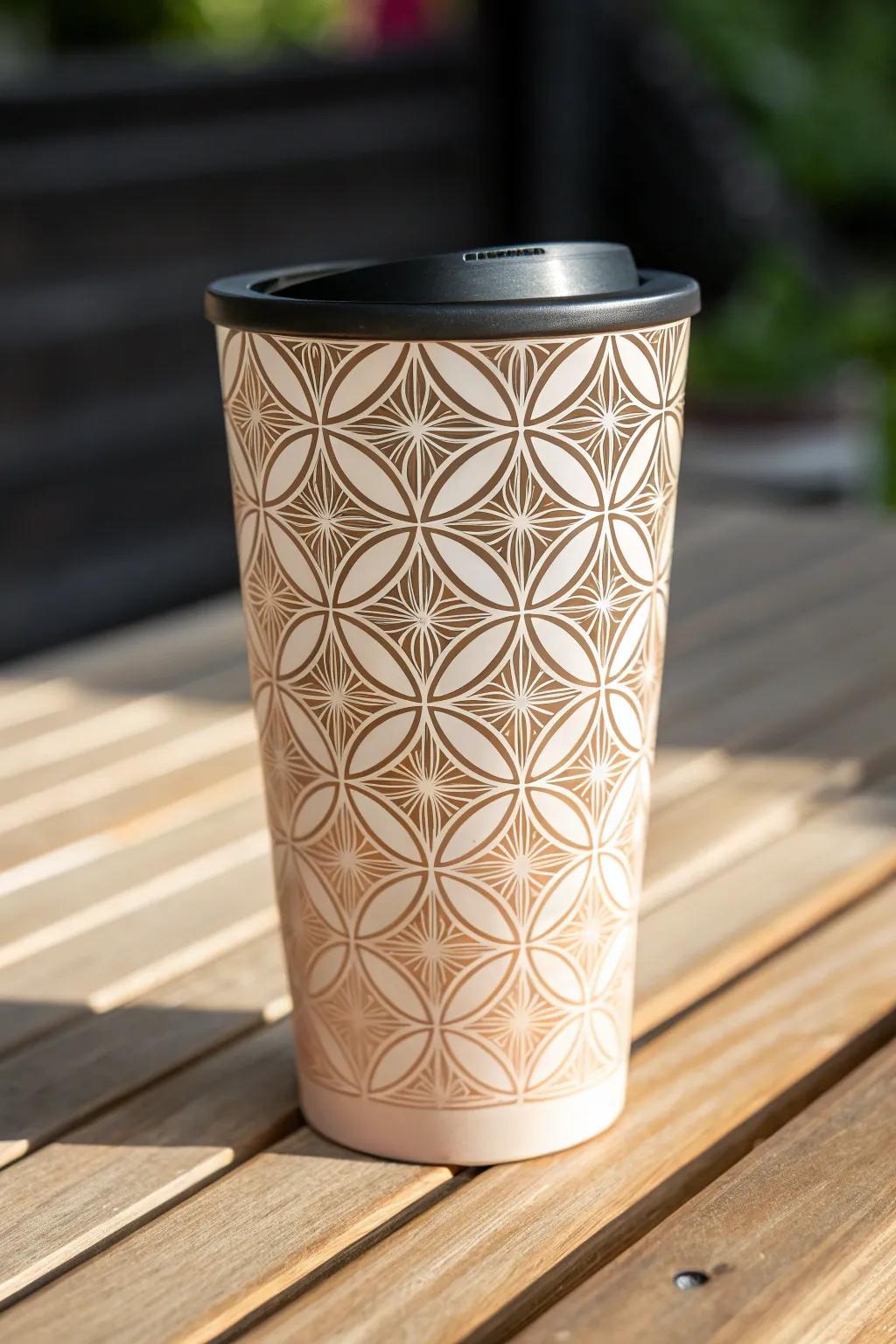 Embrace modern elegance with this geometric tumbler design – where simplicity meets artistry.