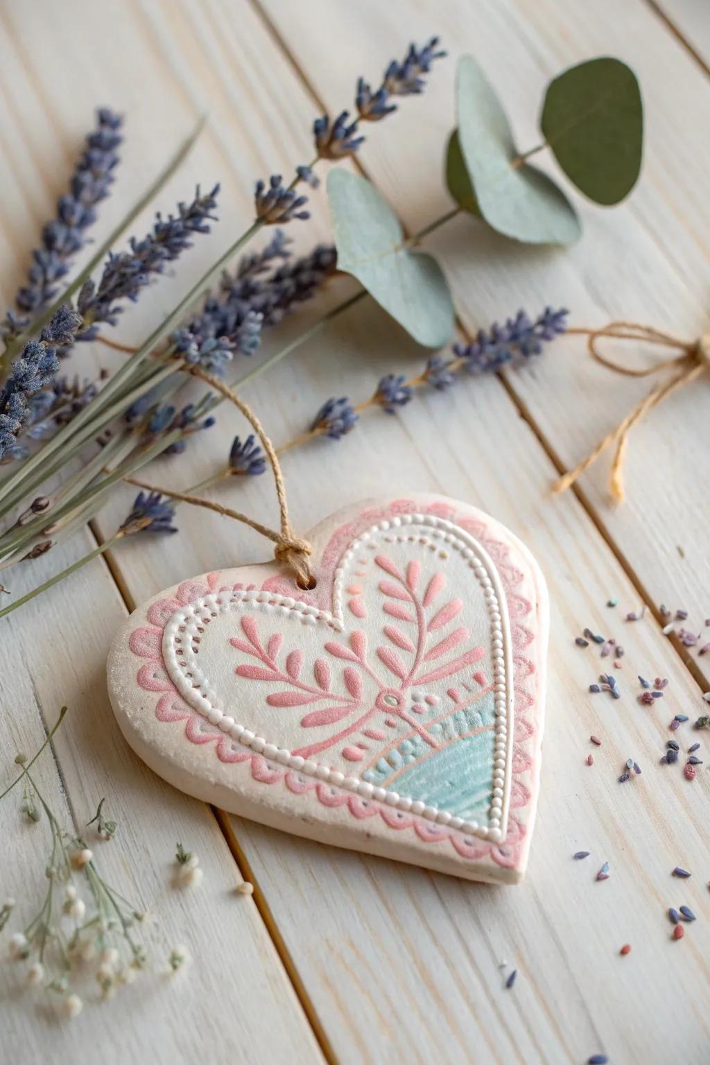 Cherish the simplicity and charm of handcrafted love with these delightful salt dough heart ornaments.