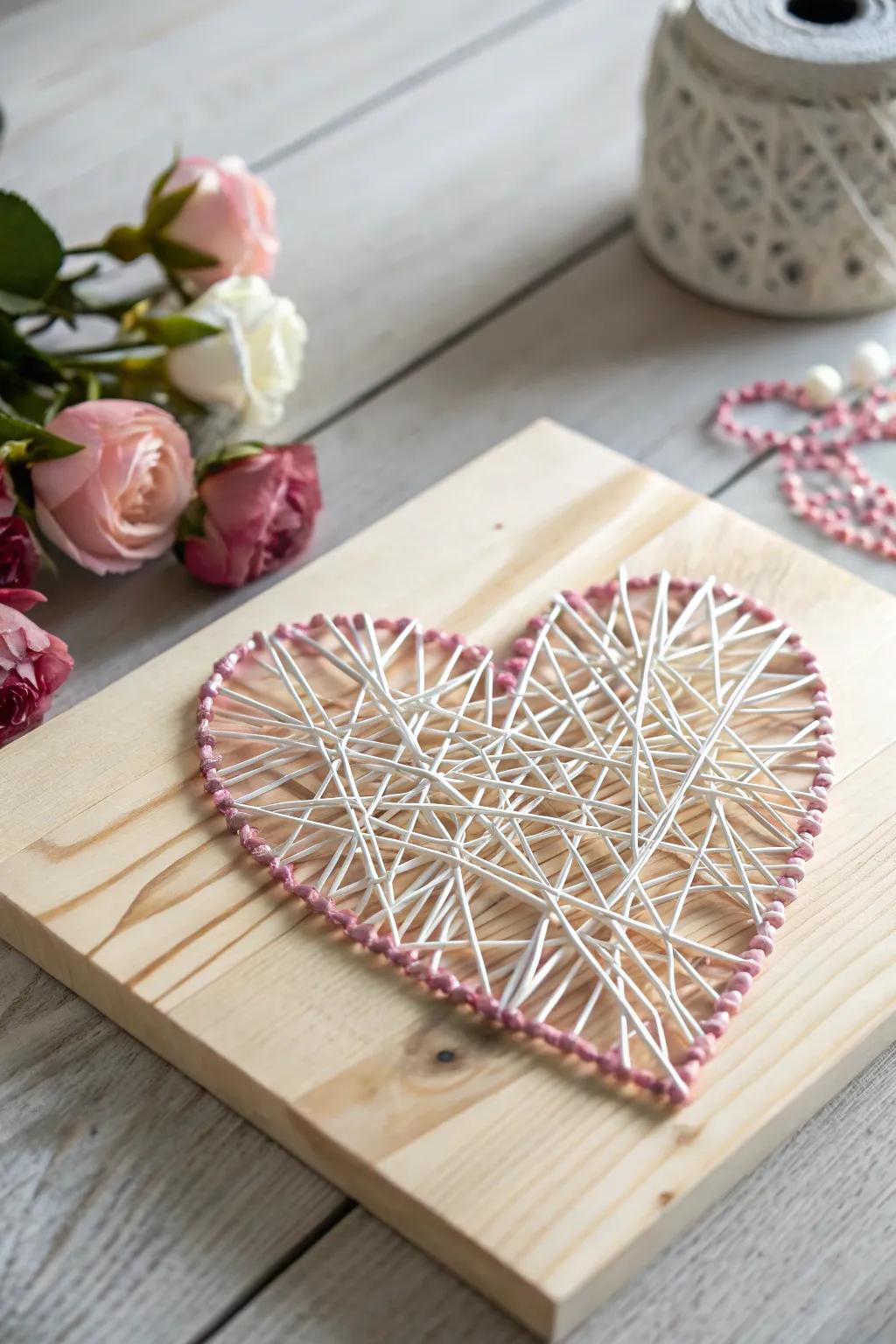 Capture the essence of love with this charming heart string art — where simplicity meets elegance.