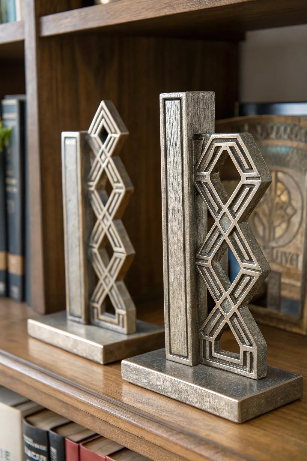 Fashioned with exactness: Elevate your bookshelf utilizing these uniquely welded metallic reading retainers.