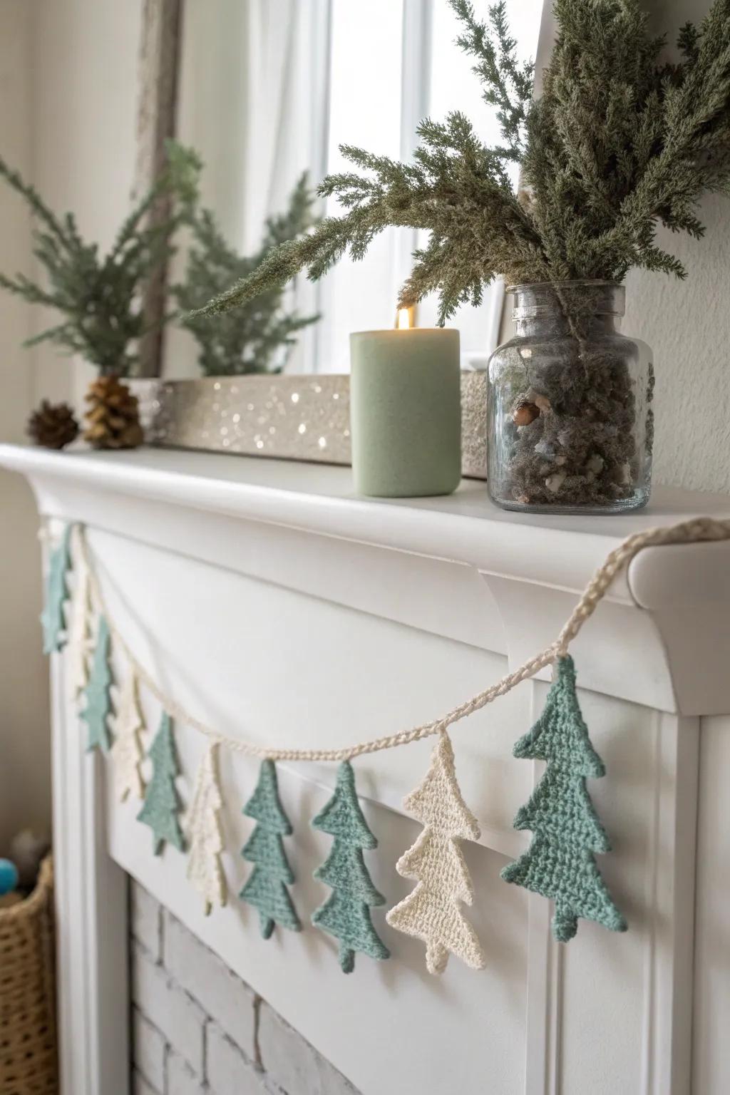 Transform your mantel into a Winter Dreamscape with this enchanting crochet festoon. #ScandiBoho #WinterDecor