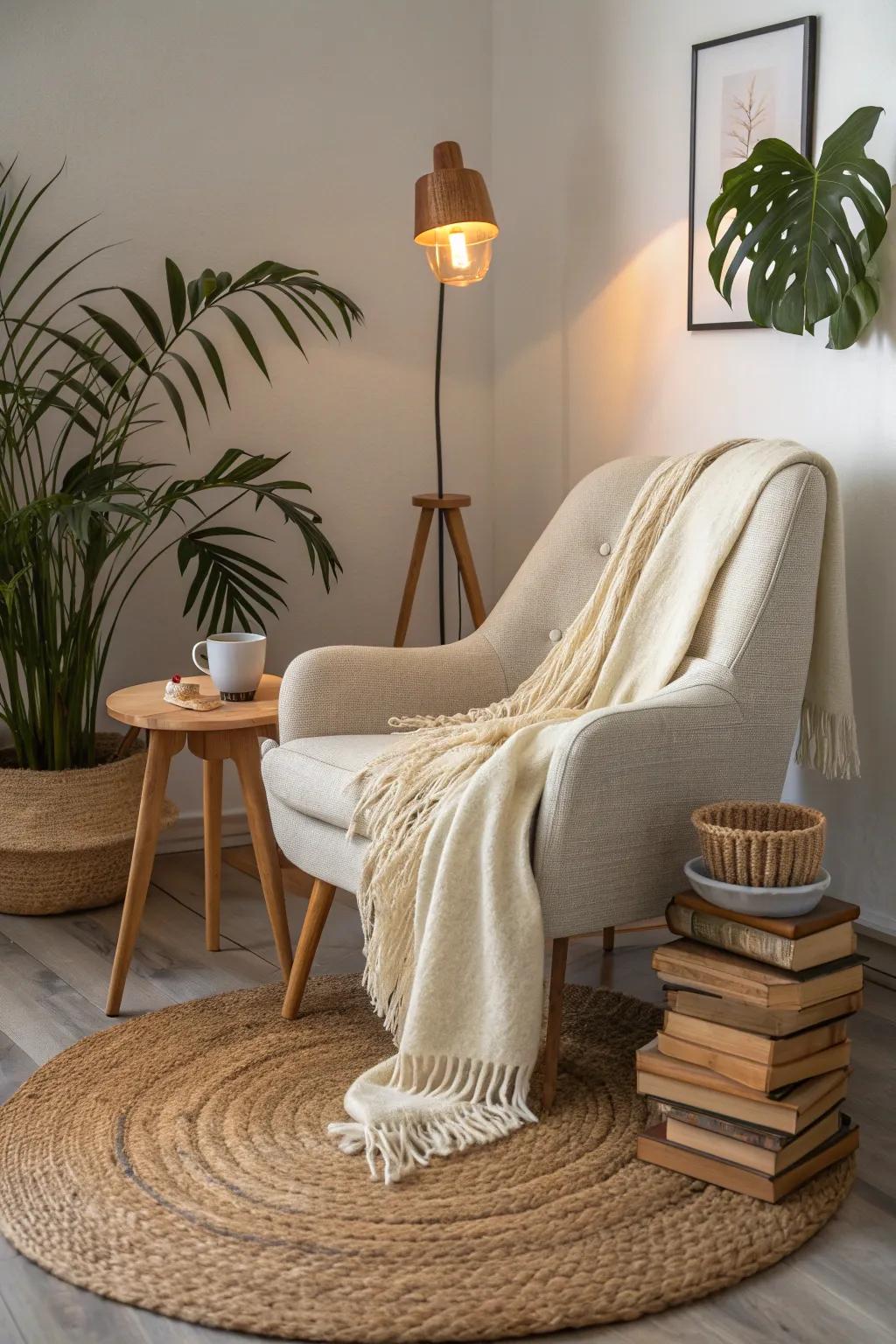 Create your perfect autumn escape with a cozy reading nook that embraces simplicity and warmth. 🍂📚