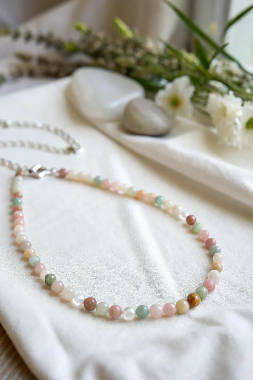 Embrace the elegance of simplicity with this dainty beaded necklace.