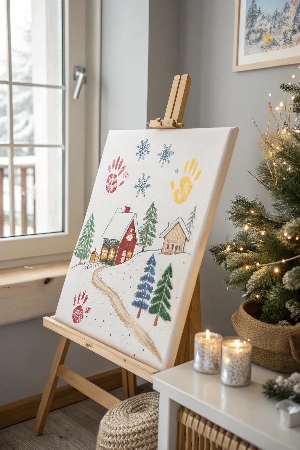 Capture the spirit of the season with a unique handprint holiday scene, blending family creativity with minimalist charm.