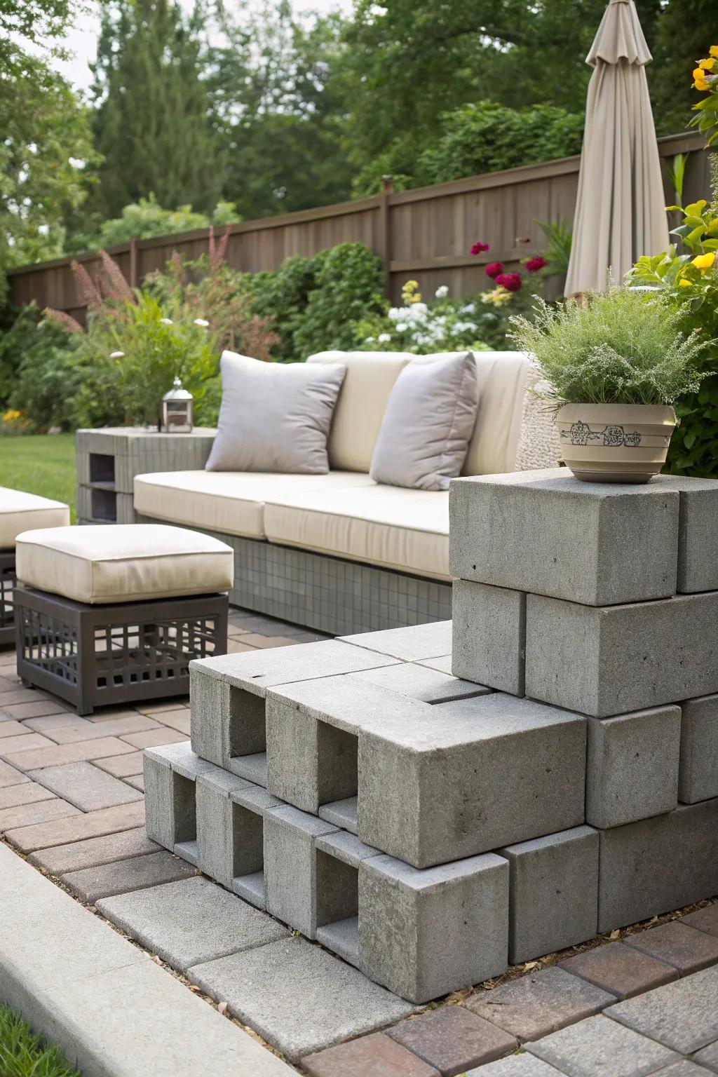 Revamp your patio with the rugged appeal of concrete block seating.