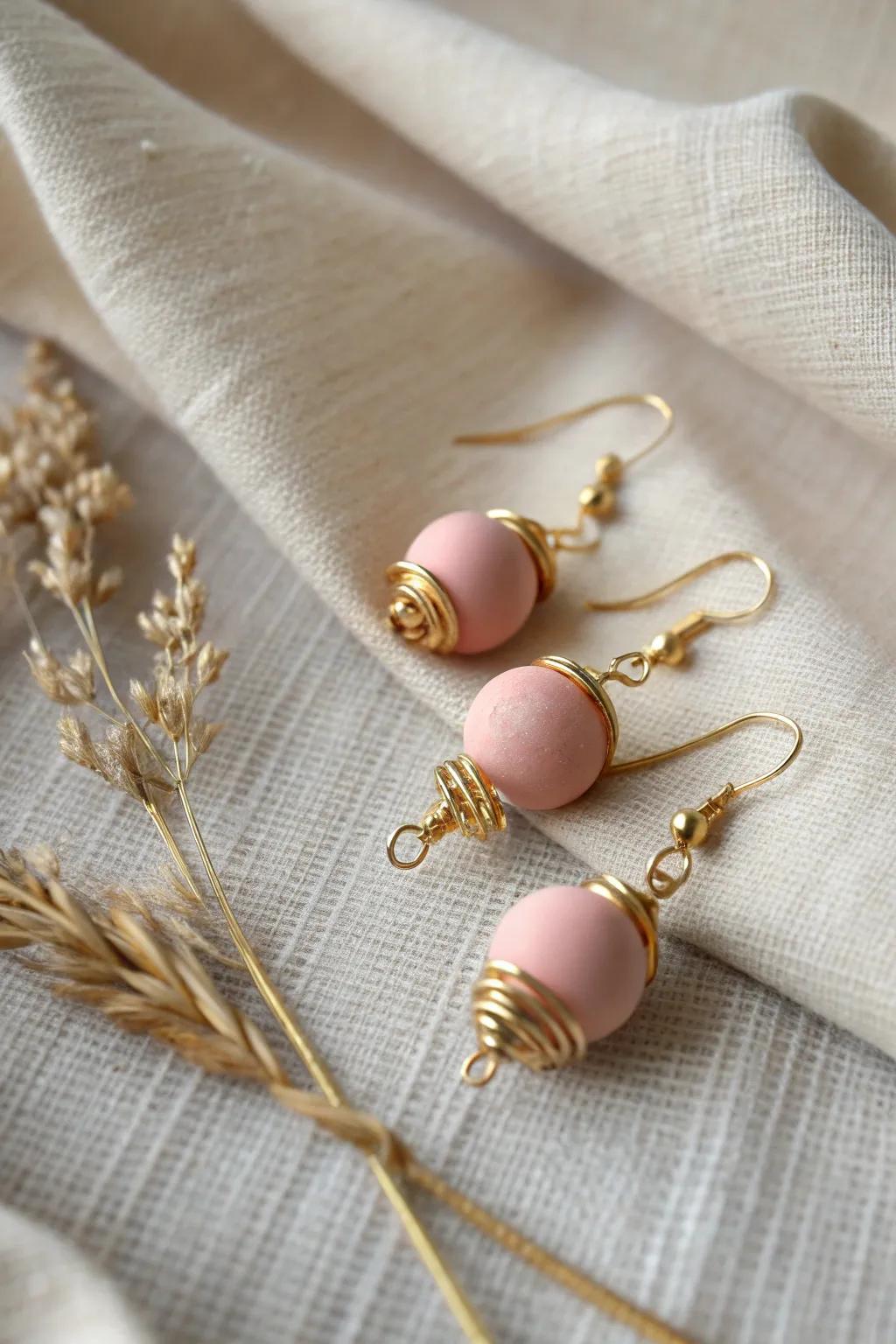 Uncover the charm of wrapped wire wonders with these handcrafted clay bead earrings, a perfect fusion of elegance and simplicity.