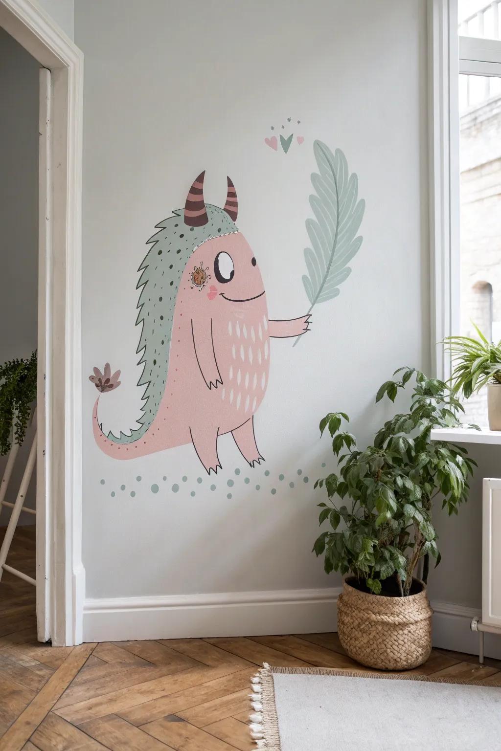 Infuse a hint of whimsy into your setting with captivating creature partition stickers that merge Scandinavian minimalism with Bohemian flair.