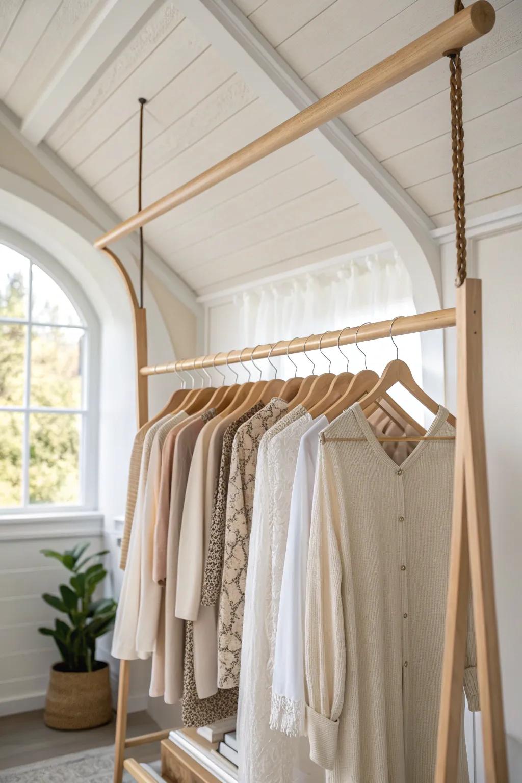 Elevate your laundry dimension with a chic, summit-mounted garment stand that conjoins simplicity and style.