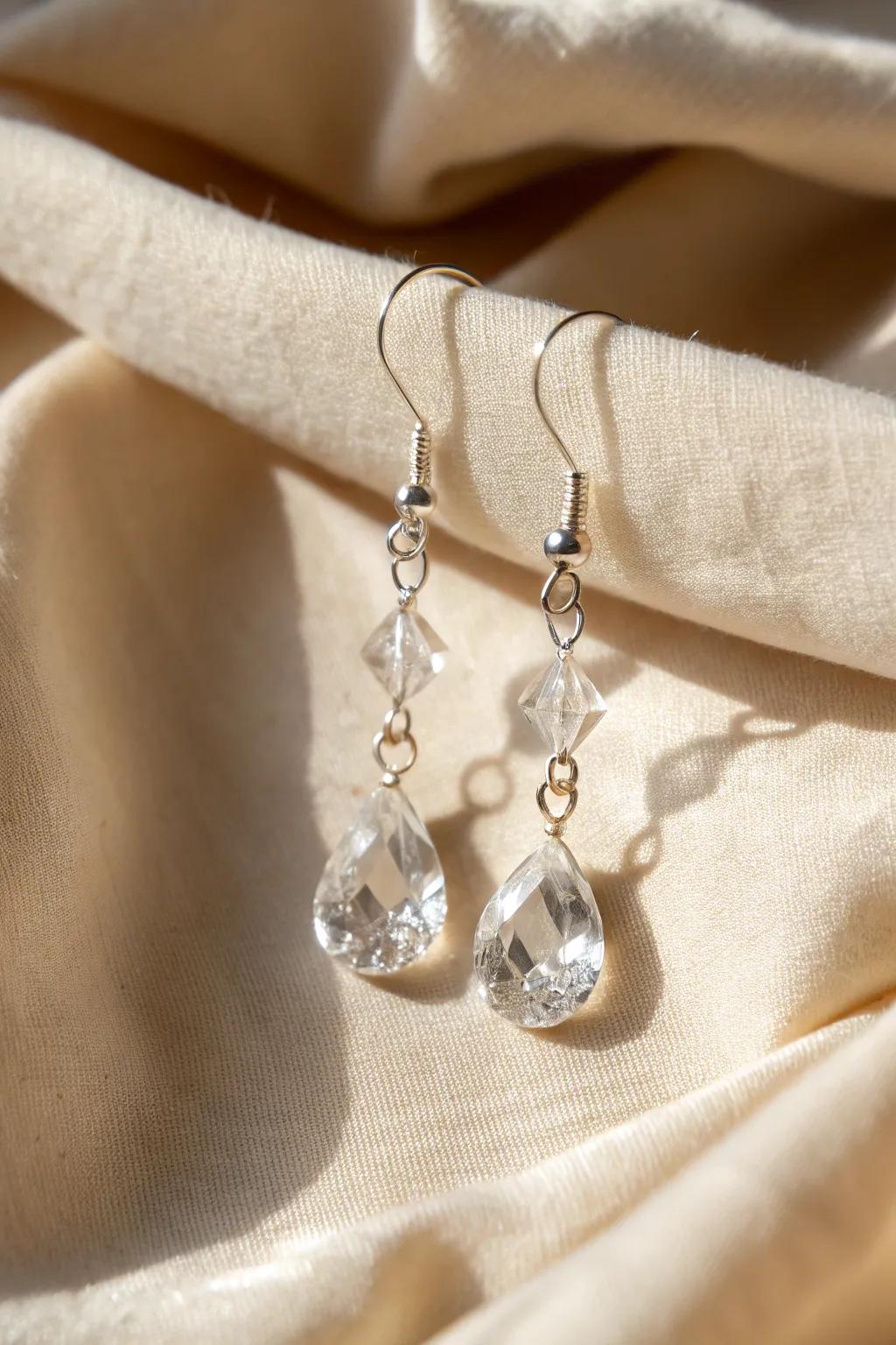 Elevate your style with these graceful DIY glass drop earrings, where minimalism encounters shimmer.