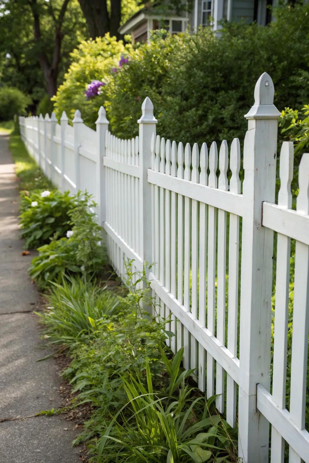 Embrace ageless sophistication with a classic white picket screen, a seamless fusion of artistry and charm.