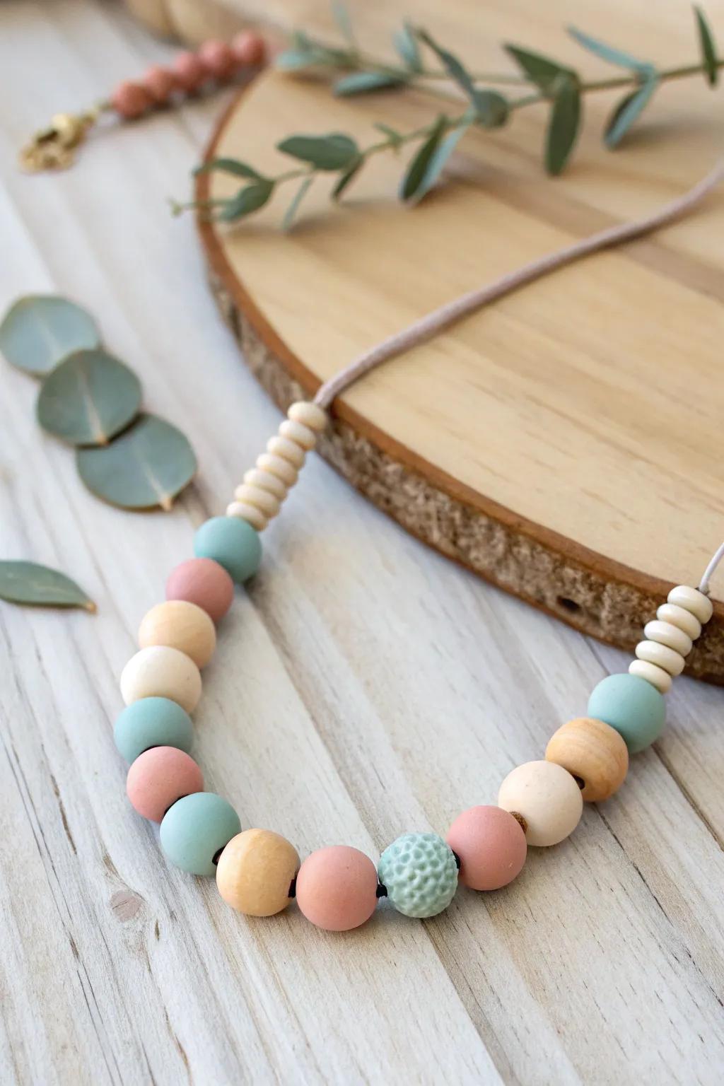 Craft your elegance through bespoke clay bead necklaces, where simplicity converges with natural splendor.