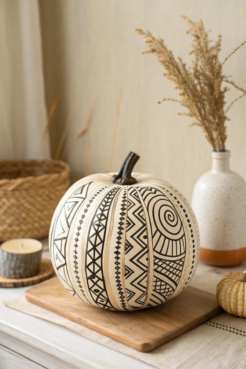 Transform your pumpkin into a mesmerizing masterpiece with these optical illusion designs. Perfect for those who appreciate Scandinavian minimalism with a Boho twist!